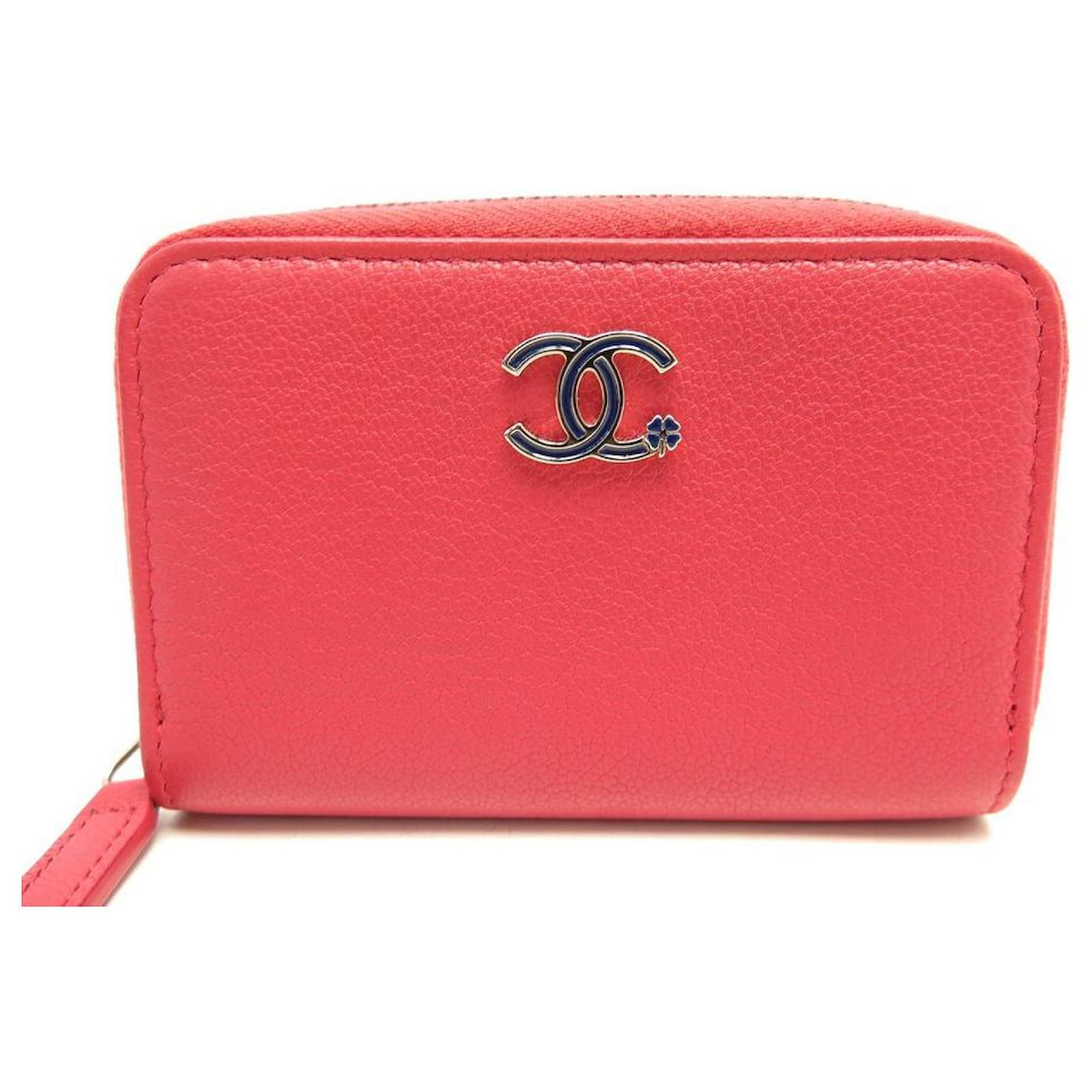 NEUF PORTE CARTES CHANEL EN CUIR ROSE NEW PINK LEATHER CARDS HOLDER