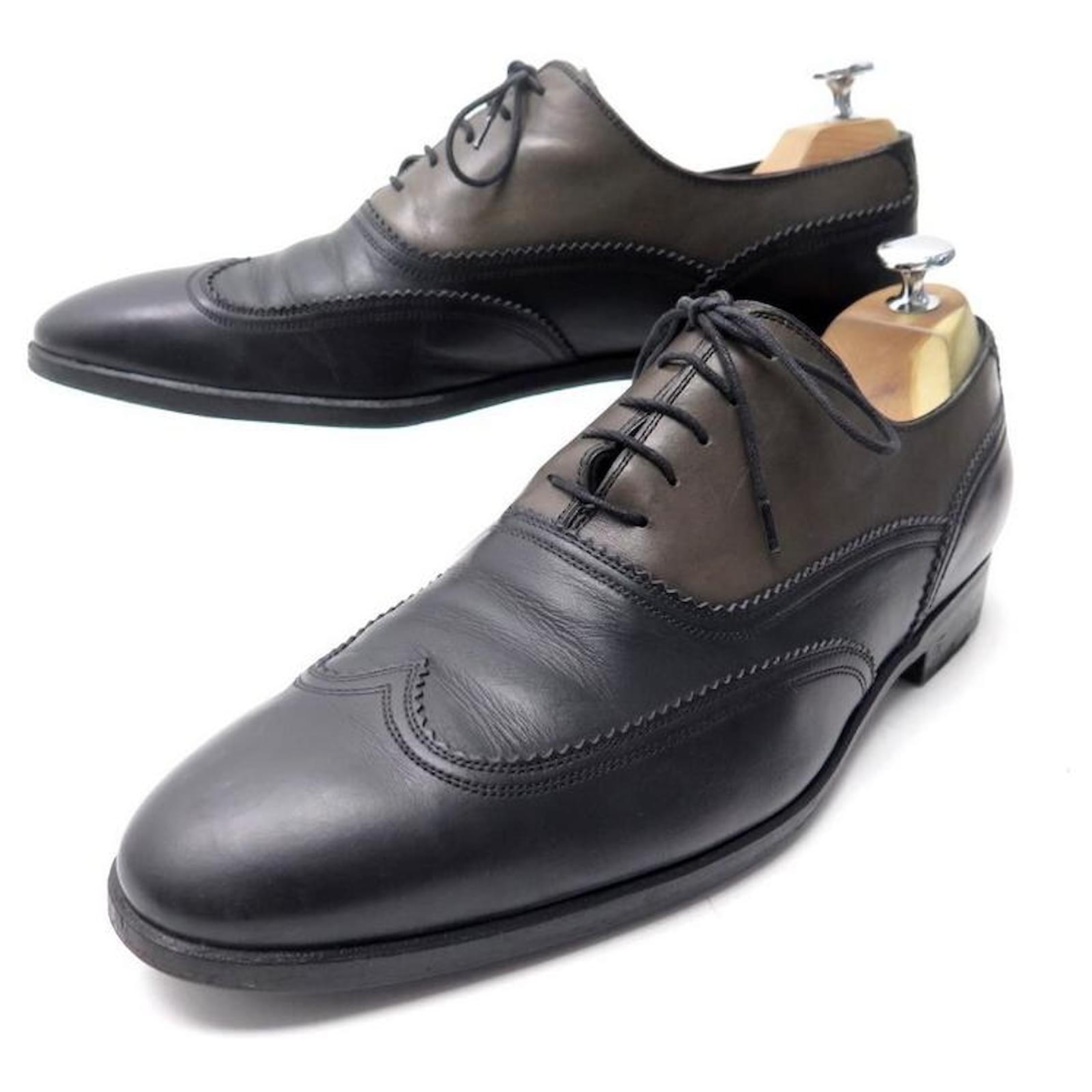 LOUIS VUITTON OXFORD SHOES 8.5 42.5 IN BLACK & BROWN TWO-TONE LEATHER ...