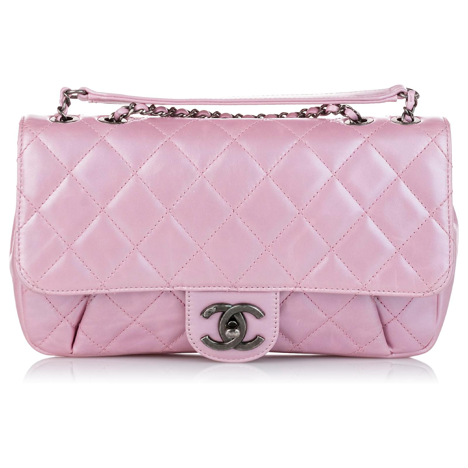 Chanel Vintage Mademoiselle Lock Flap Bag Leather Small Pink