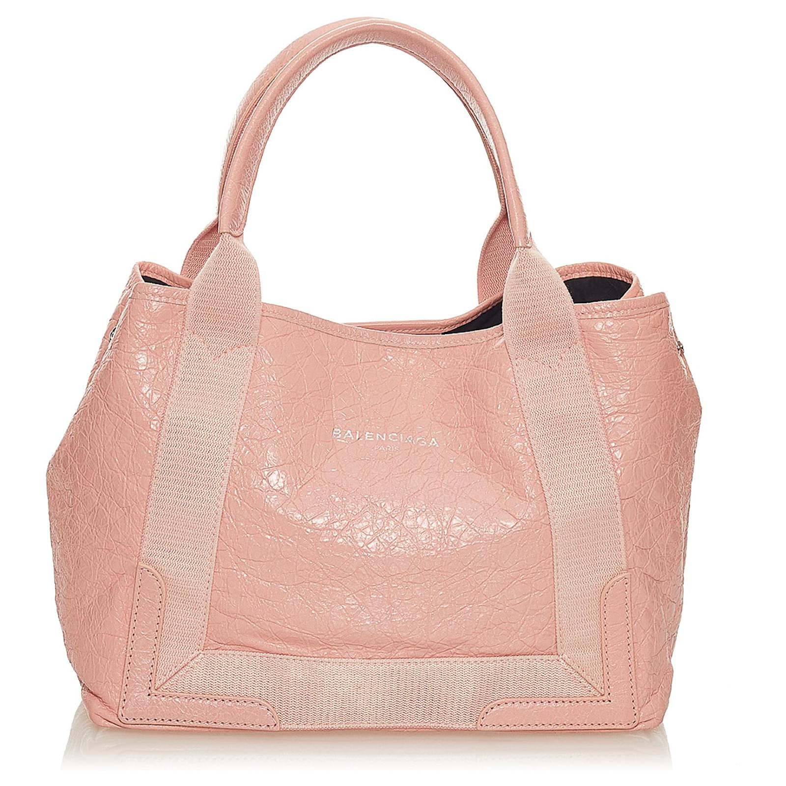 Balenciaga Pink Navy Cabas S Leather 
