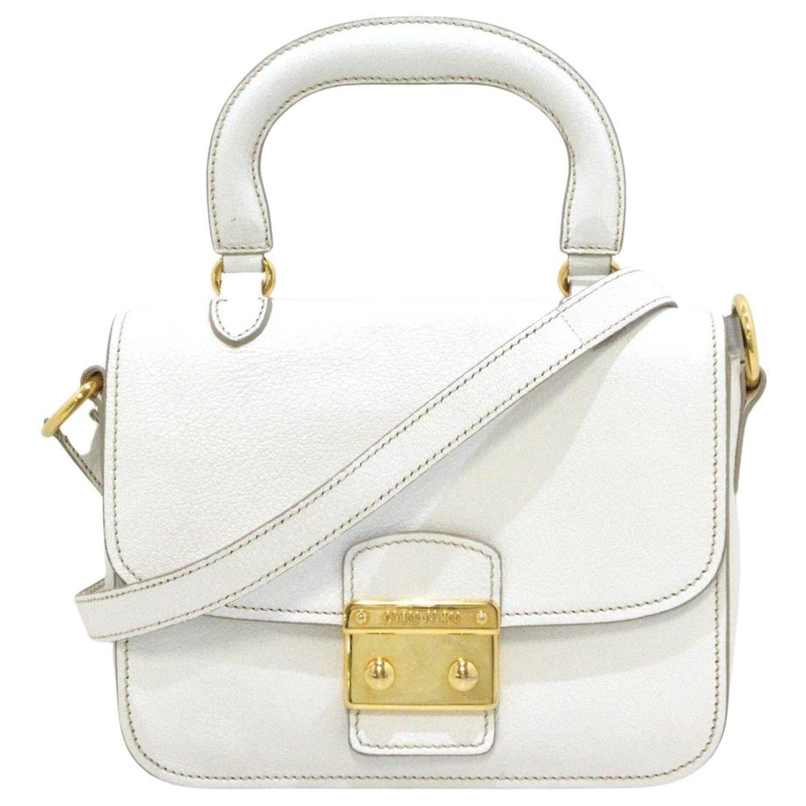 Miu Miu White Leather Madras Shoulder Bag Miu Miu