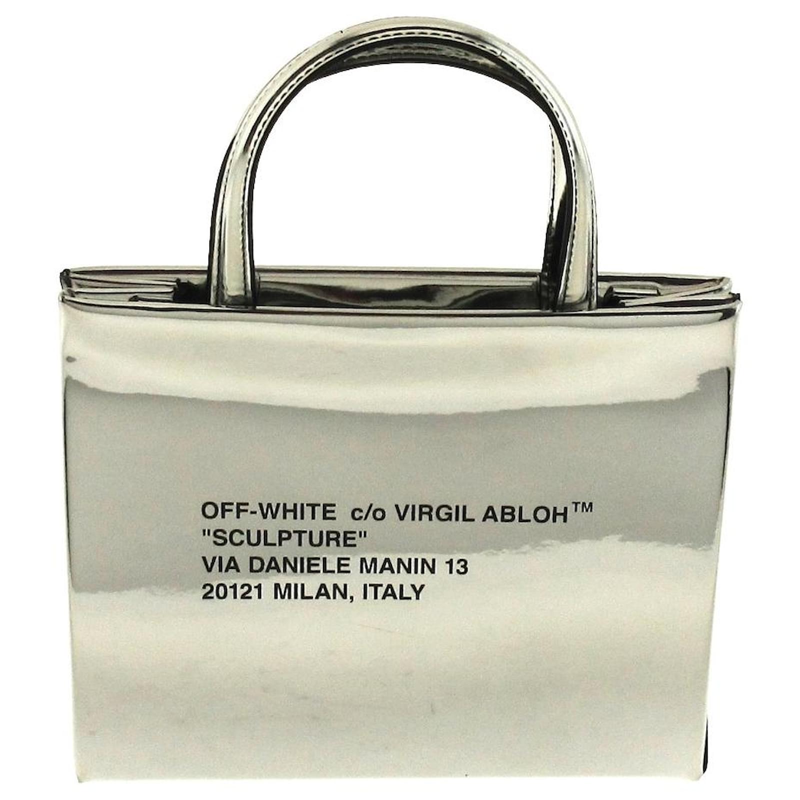 Off White Off borsa bianca Grigio Pelle verniciata ref.442538 Joli Closet