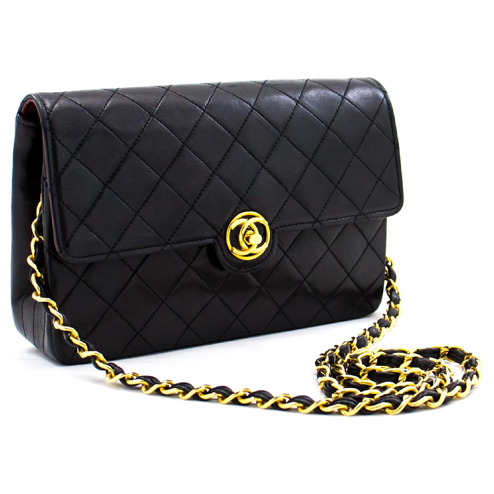 CHANEL Borsa a tracolla con catena classica Pelle di agnello trapuntata  nera Nero ref.442690 - Joli Closet