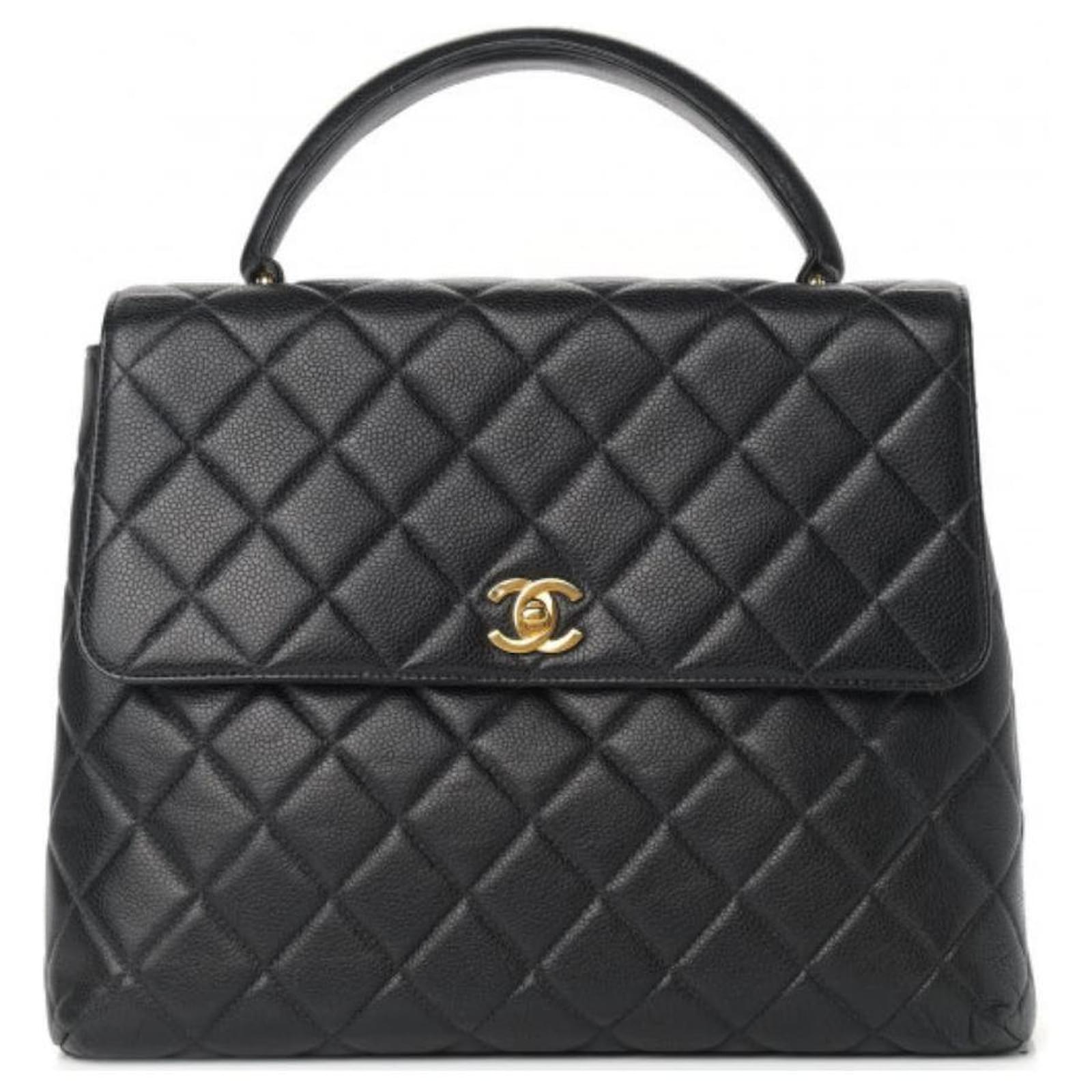 Chanel BLACK CAVIAR Coco handle JUMBO Leather ref.443372 - Joli Closet
