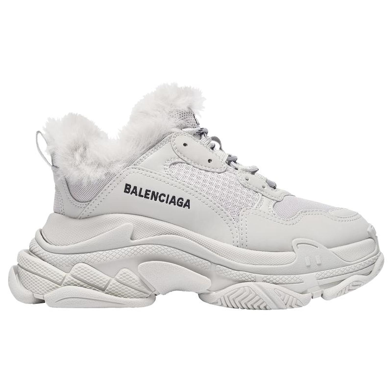 Sneakers Triple S Fourr es en Toile Blanche