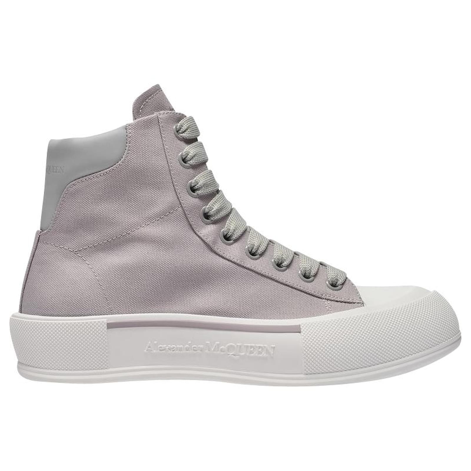 Alexander Mcqueen Sneakers Deck en Toile Grise Grey Cloth ref