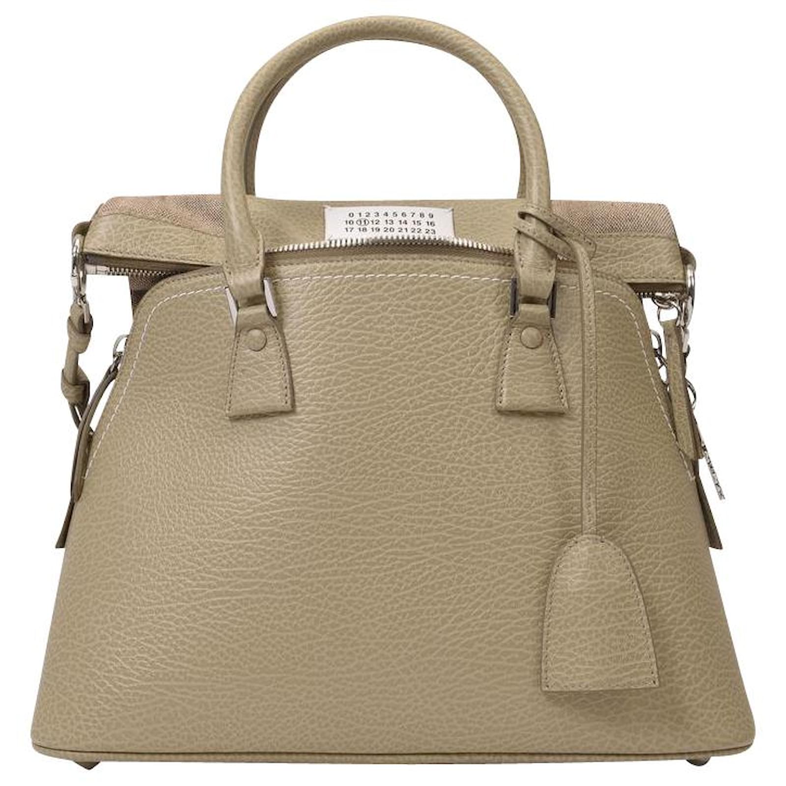 Maison Martin Margiela 5Ac Medium Bag in Beige Leather Flesh ref