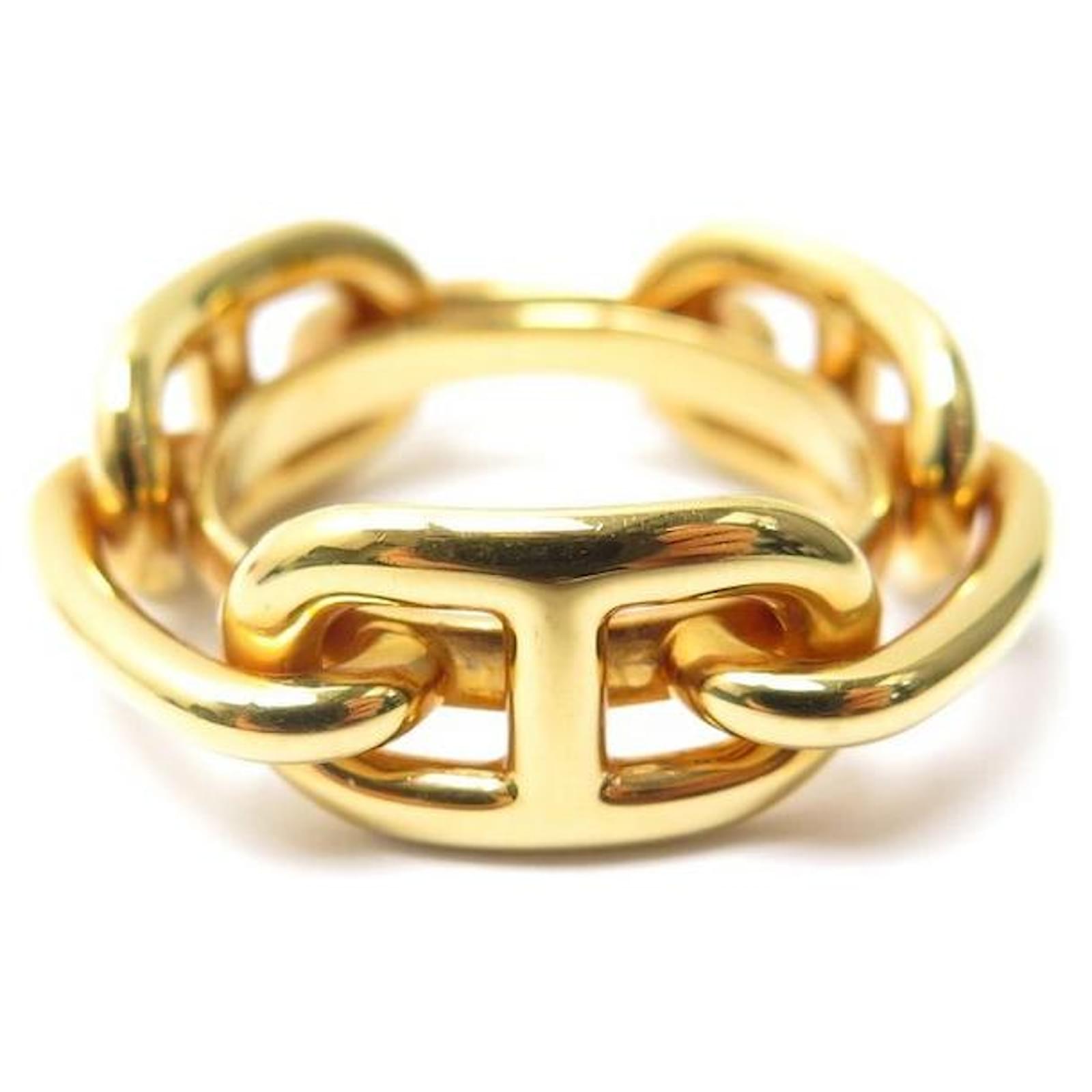 Hermès NEW HERMES REGATE SCARF RING CHAIN OF ANCHOR GOLD BOX SCARF RING  Golden Metal ref.444587 - Joli Closet