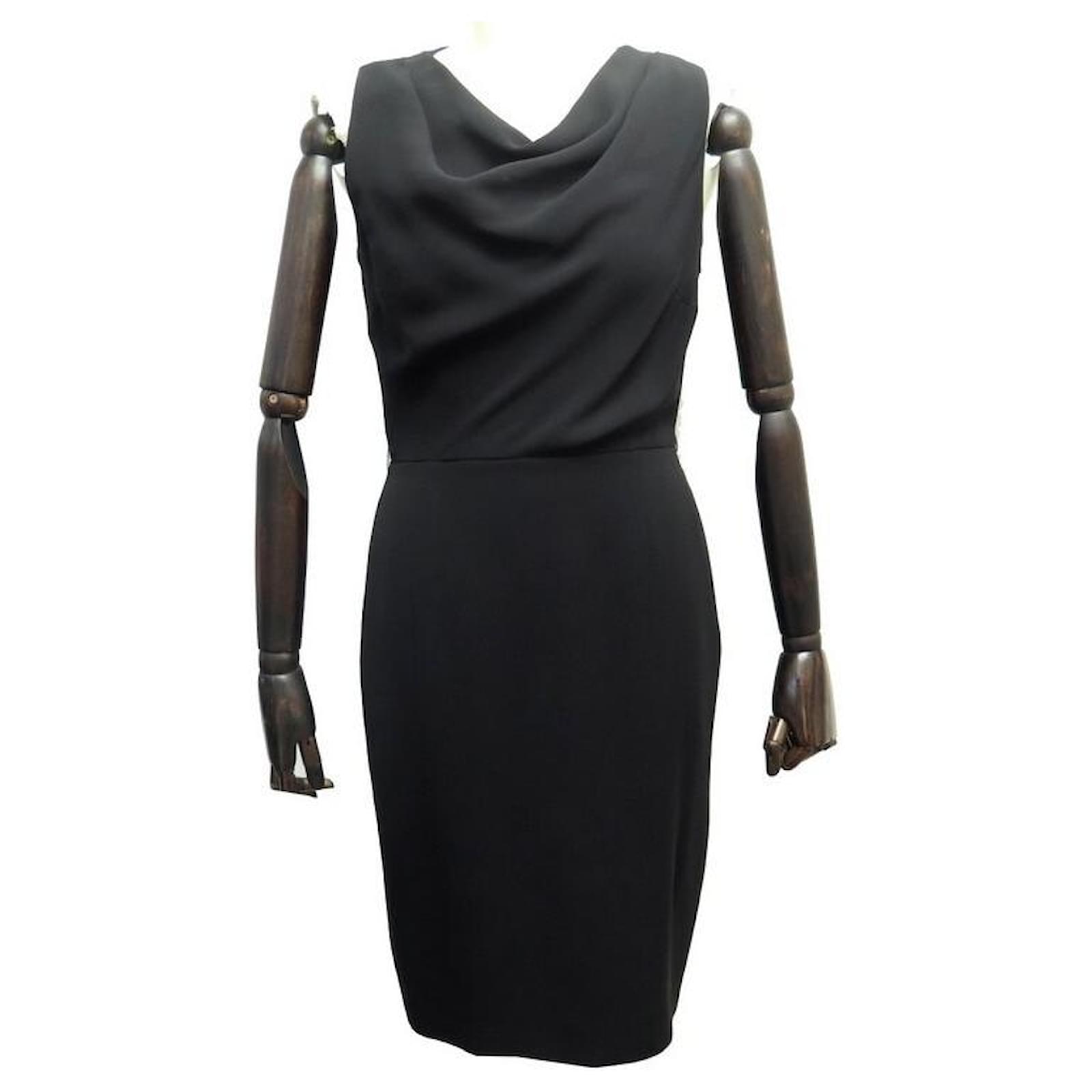 NEW CRISTIAN DIOR M SLEEVELESS DRESS 38 IN BLACK SILK NEW SILK DRESS