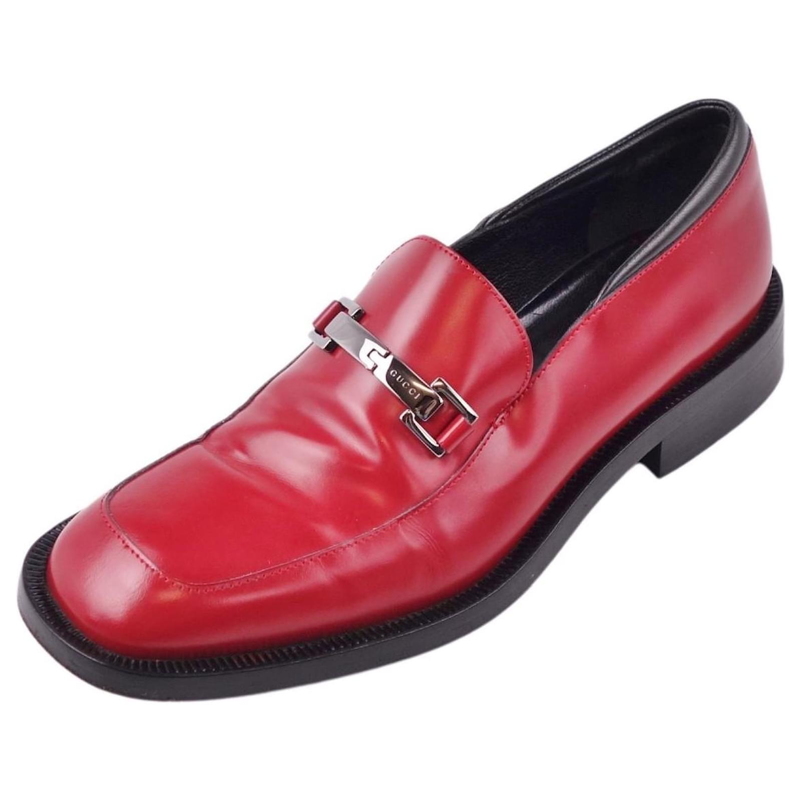 Mocasines GUCCI Slip-on Horsebit De Zapatos De Mujer Hechos En Italia Rojo Tamaño 36.5 (23.5cm) Roja Cuero ref.444685 - Joli Closet