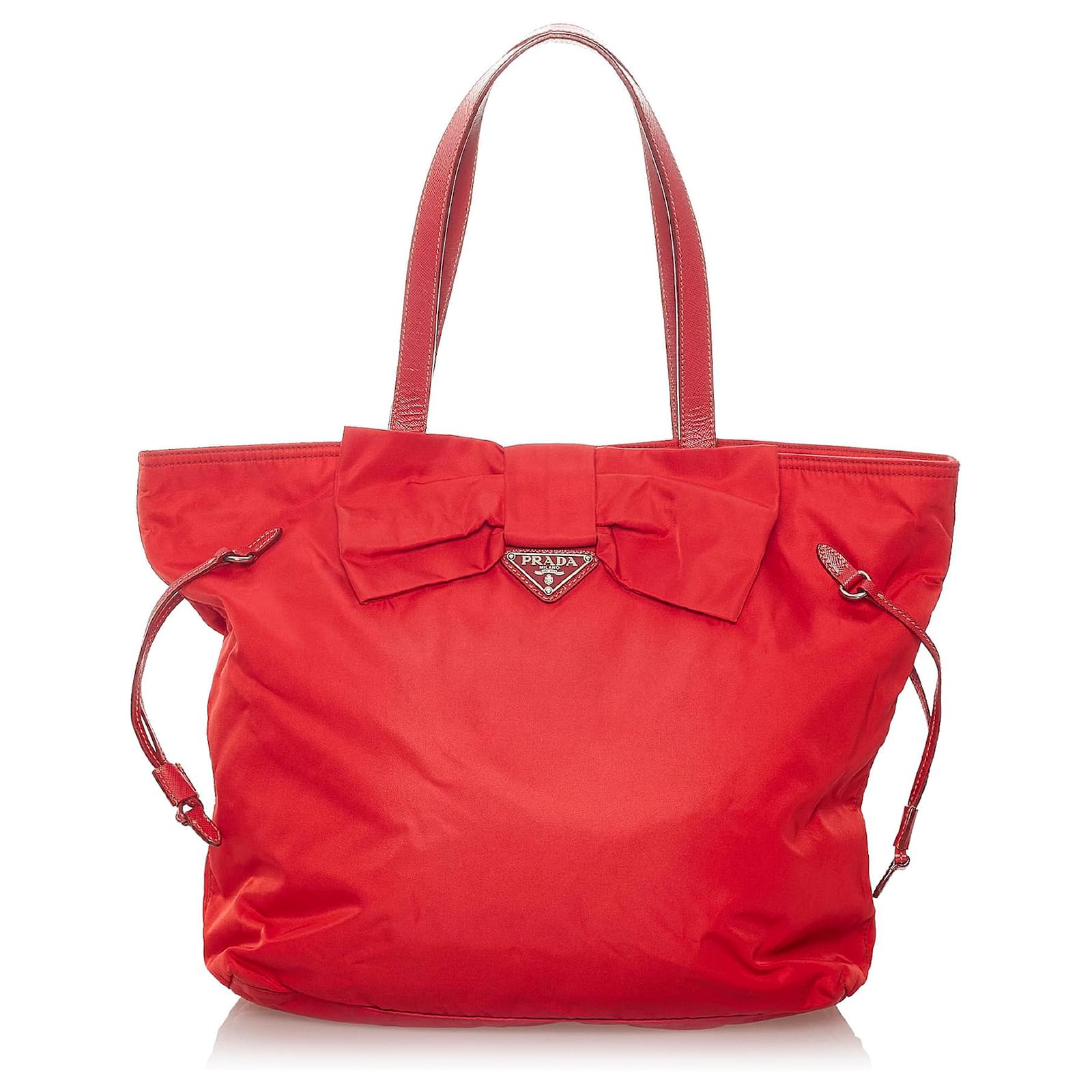 Red Prada Tessuto Tote Bag