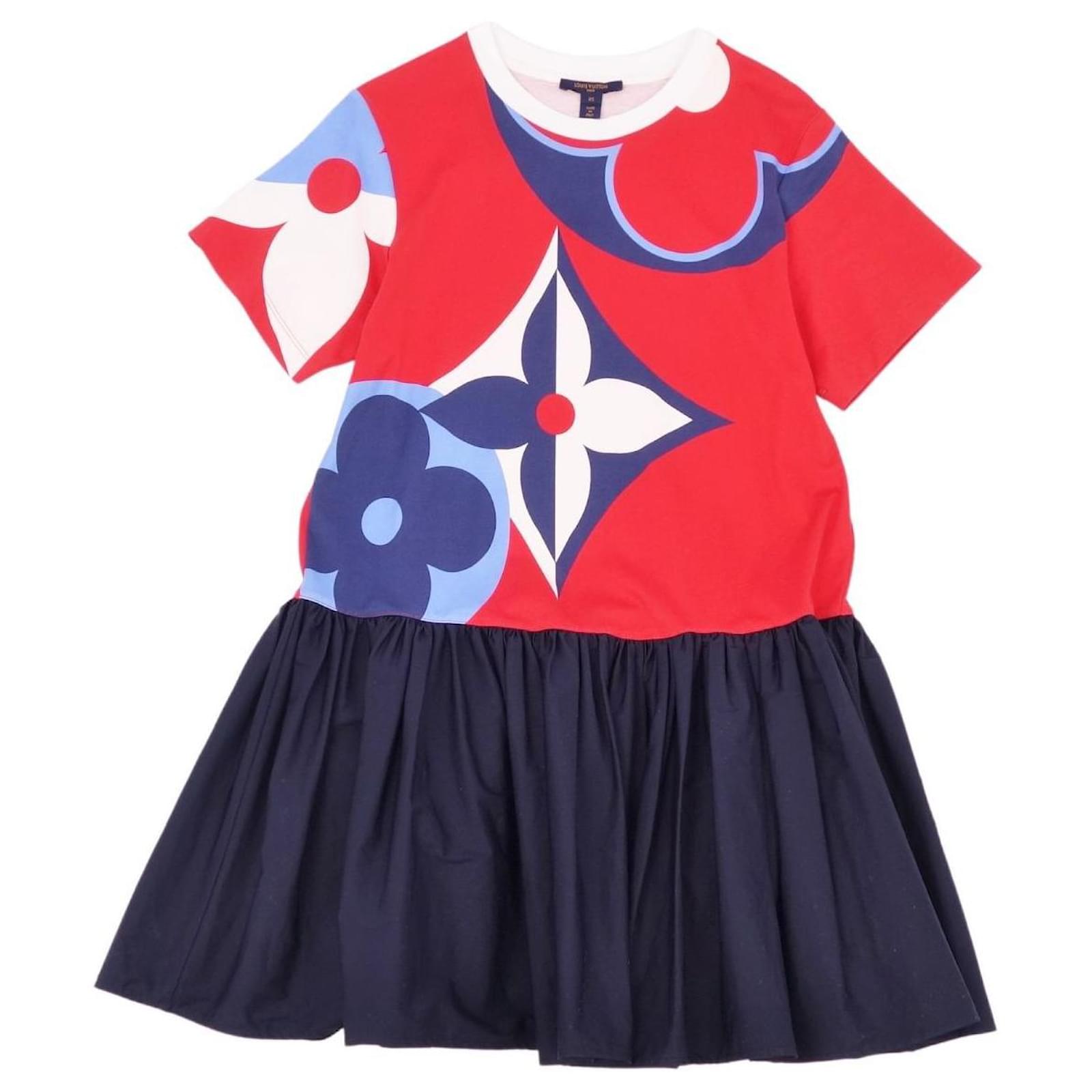 Louis Vuitton Dress 21SS Game On Asymmetrical Baby Doll Monogram Flower One  Piece Red / Navy Size XS Navy blue Cotton ref.445133 - Joli Closet