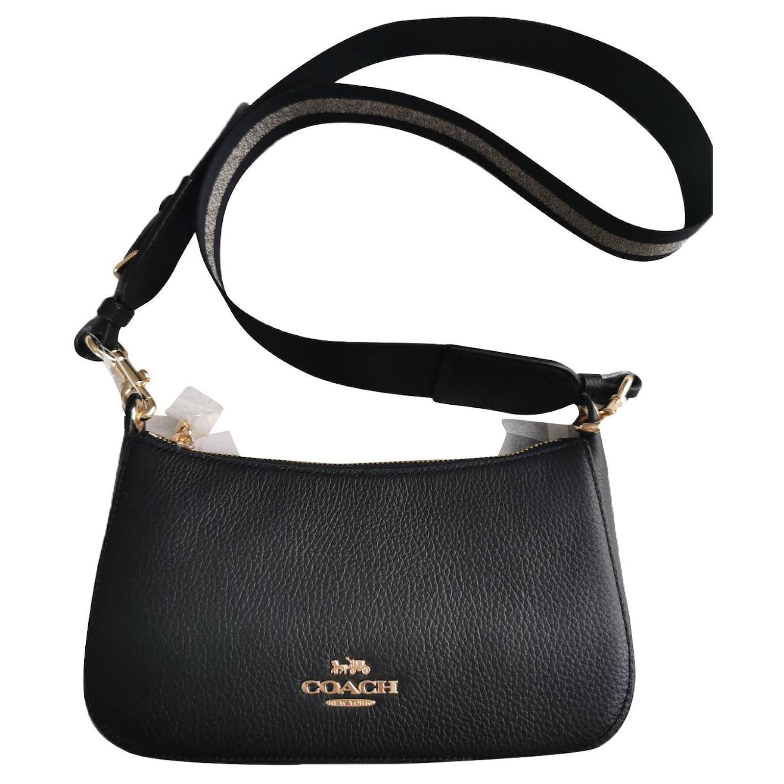 Coach Handbags Black Silvery Gold hardware Leather Cotton Metal   - Joli Closet