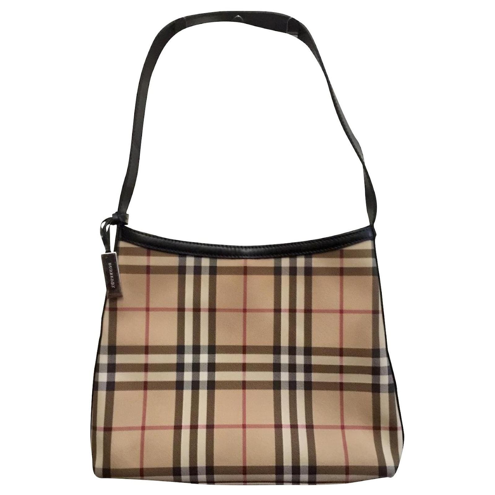 Vintage Burberry tote from coated canvas with leather trim and