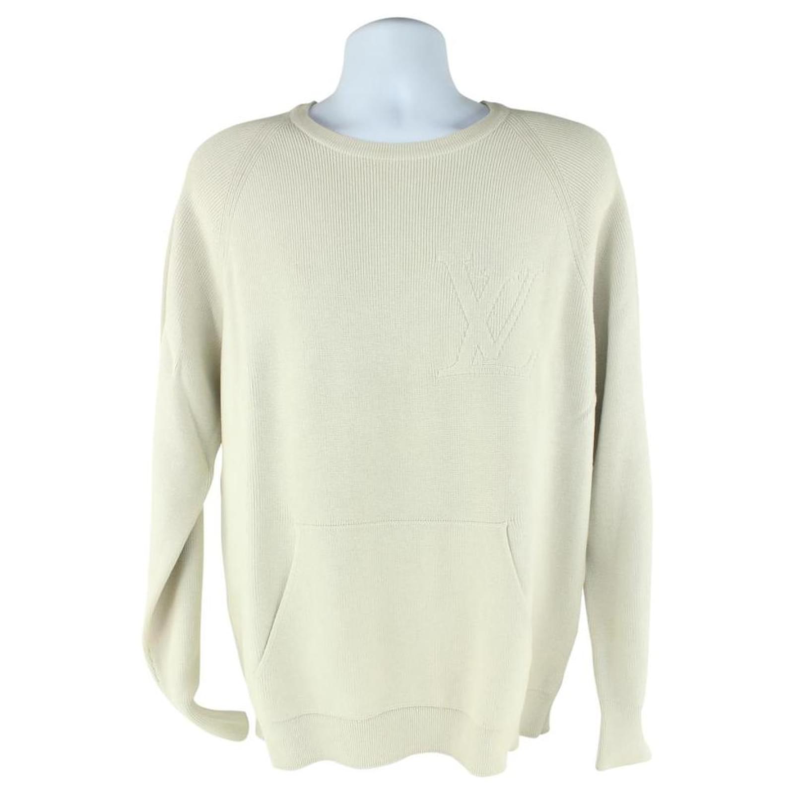 Louis Vuitton Men XL Cream Cable Knit Jumbo LV Logo Initial Sweater Pull  Over ref.445584 - Joli Closet