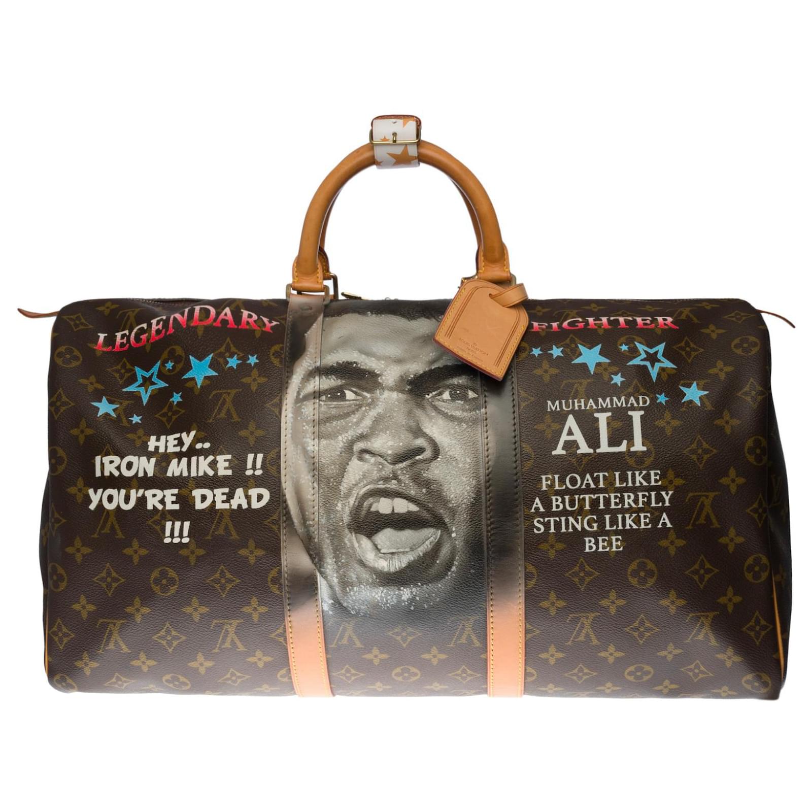 Louis Vuitton Superb Keepall 45 cm in Monogram canvas and customized  leather Muhammad Ali Vs Mickey Brown Cloth ref.263720 - Joli Closet
