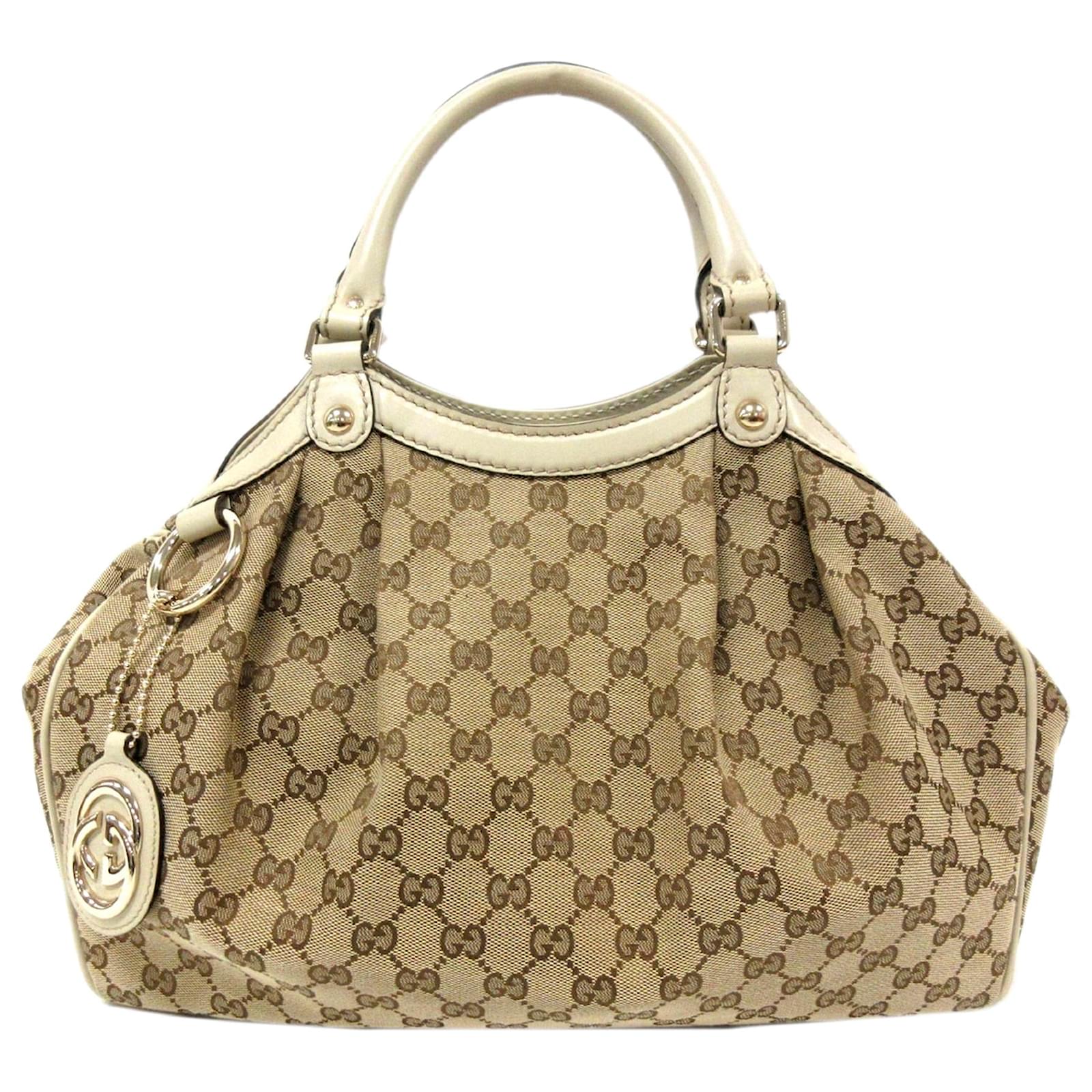 Gucci Beige/White GG Canvas Medium Sukey Tote Bag