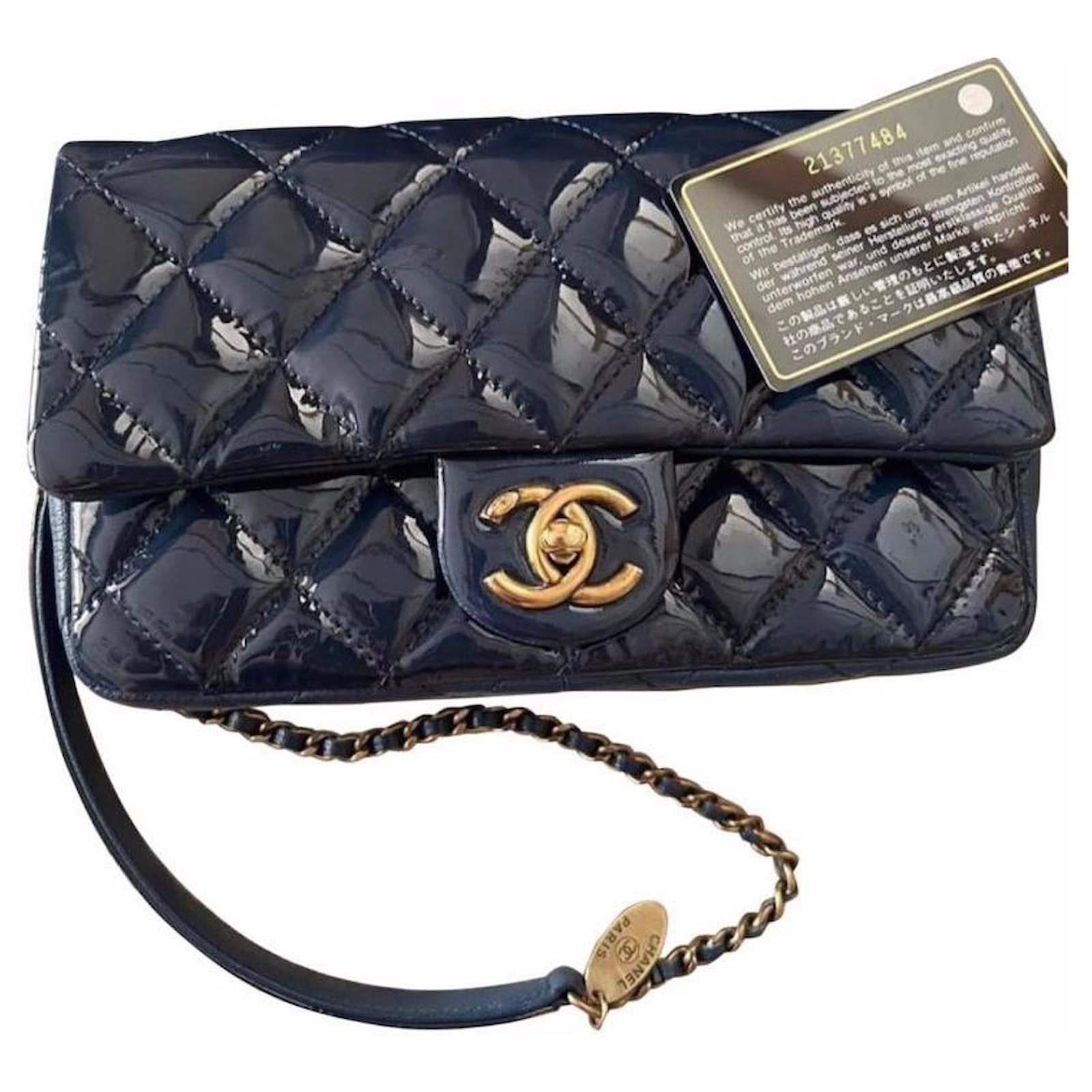 Chanel Timeless Classic mini bag Blue Dark blue Gold hardware