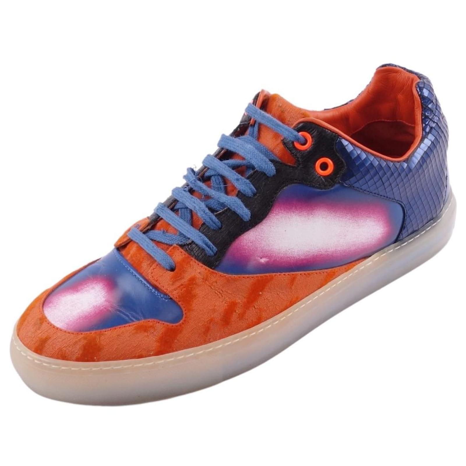 høste ecstasy Ooze BALENCIAGA sneakers low cut gradation lace-up men's shoes made in Italy  blue / orange size 41 (equivalent to 26 cm) Suede Leather ref.447462 - Joli  Closet