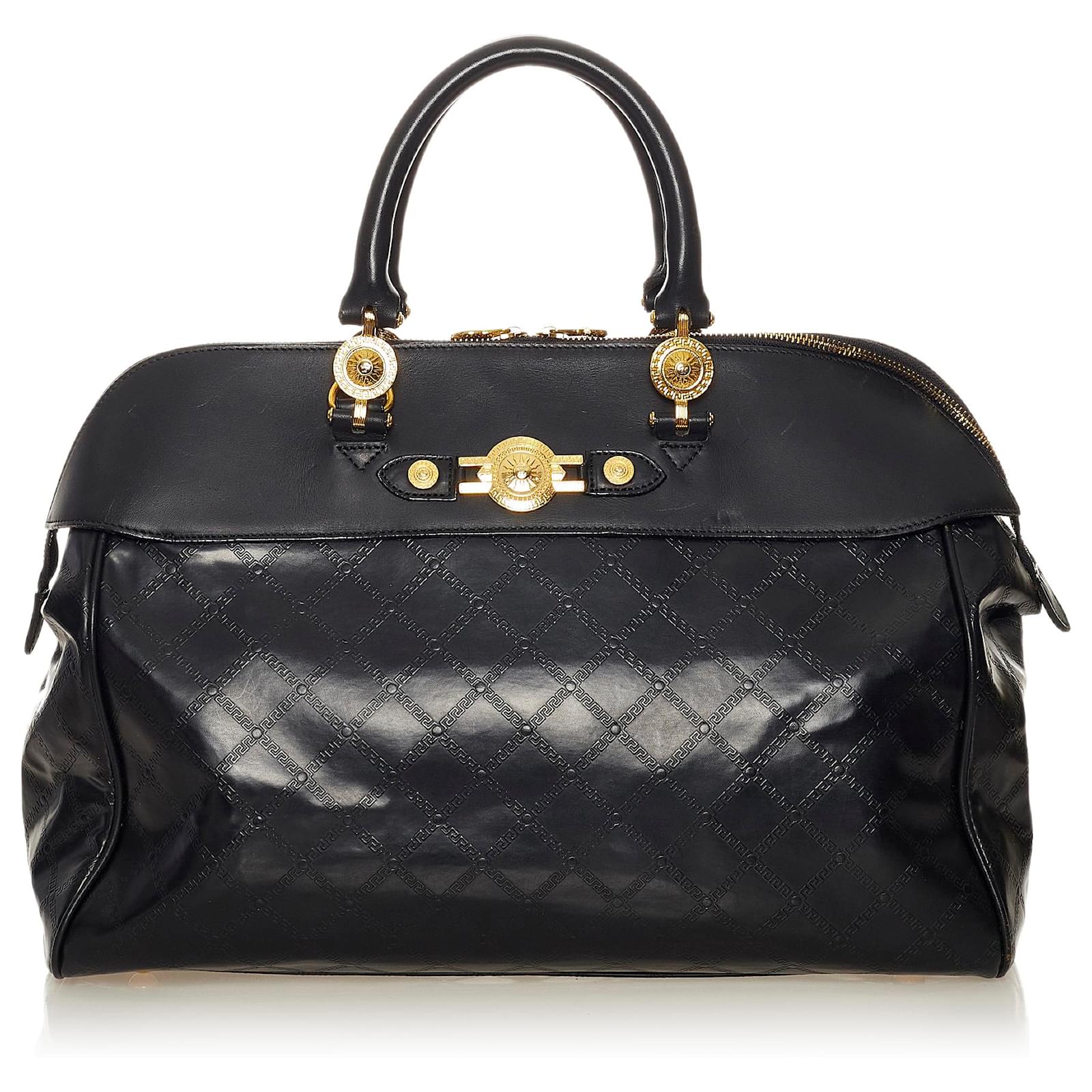 Versace Black Sunburst Leather Handbag Pony-style calfskin ref.446536 ...