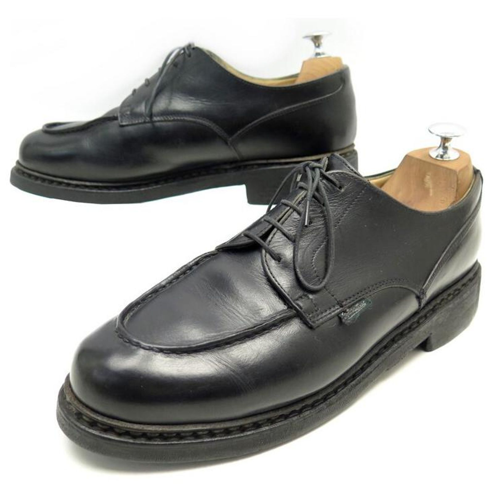 GOLFSCHUHE VON PARABOOT CHAMBORD 8 42 SCHWARZE LEDERSCHUHE DERBY 