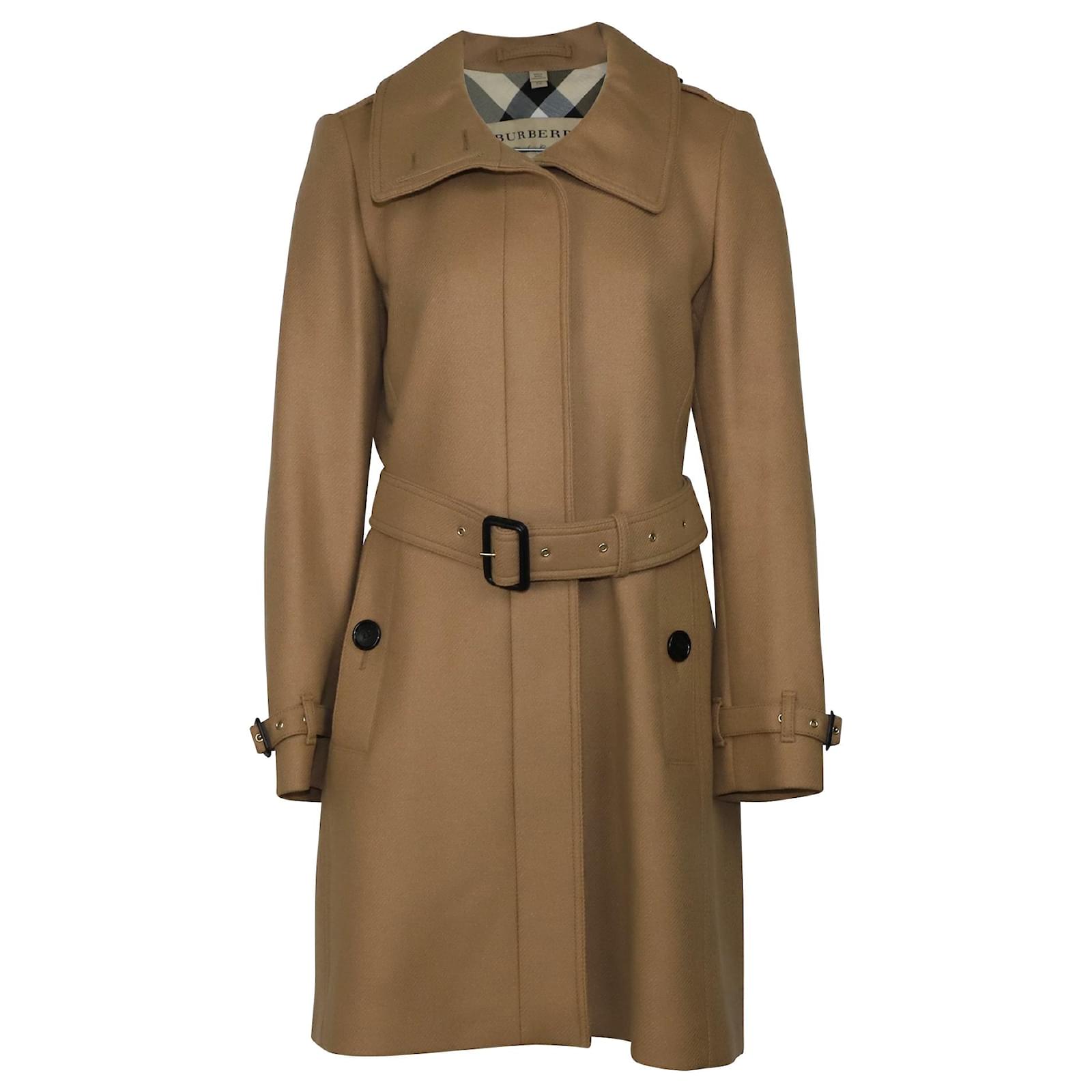 Burberry Gibbsmoore Funnel Coat in Brown Wool  - Joli Closet