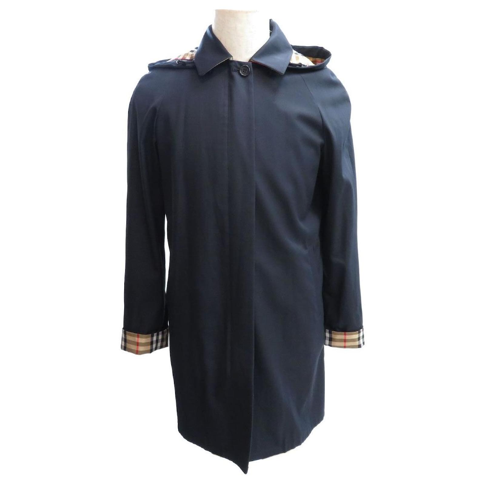 [Used] Burberry Zip-up Bal collar coat Burberry London Men's plaid navy  (dark blue) FRA59 012 BURBERRY [Apparel]