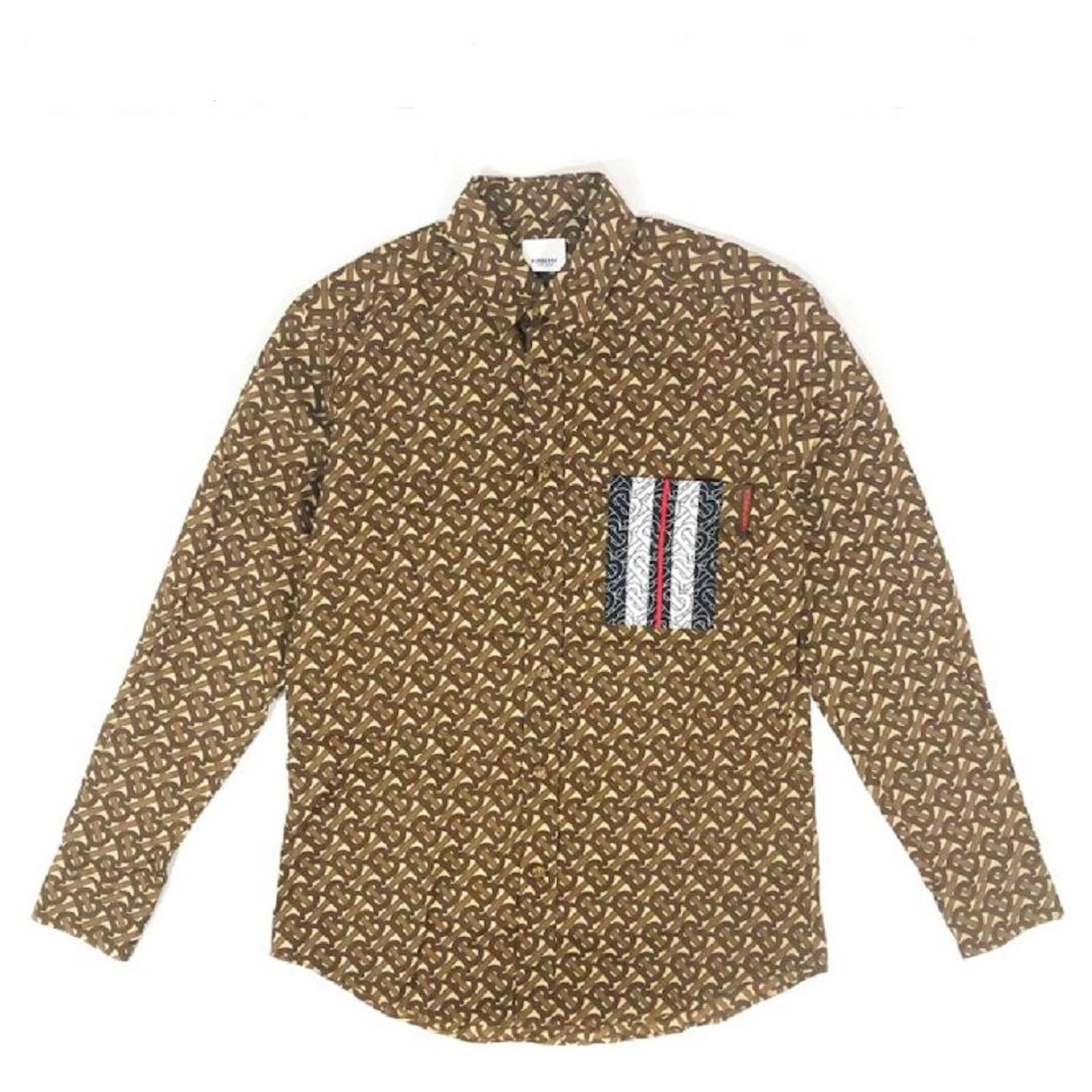 Autre Marque [Used] BURBERRY Burberry Monogram print shirt long sleeve  brown cotton S 8018277 men  - Joli Closet