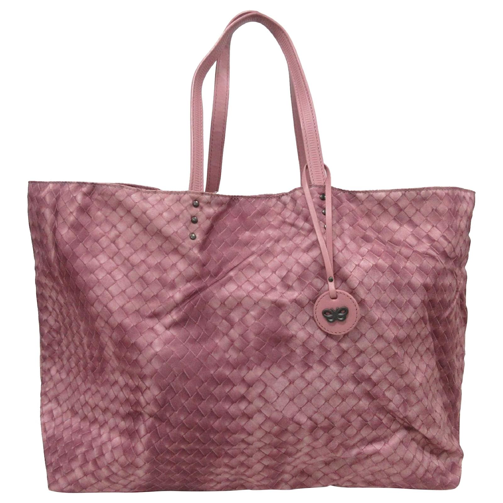 Bottega Veneta Pink Intrecciolusion Nylon Tote Bag Leather Pony-style ...