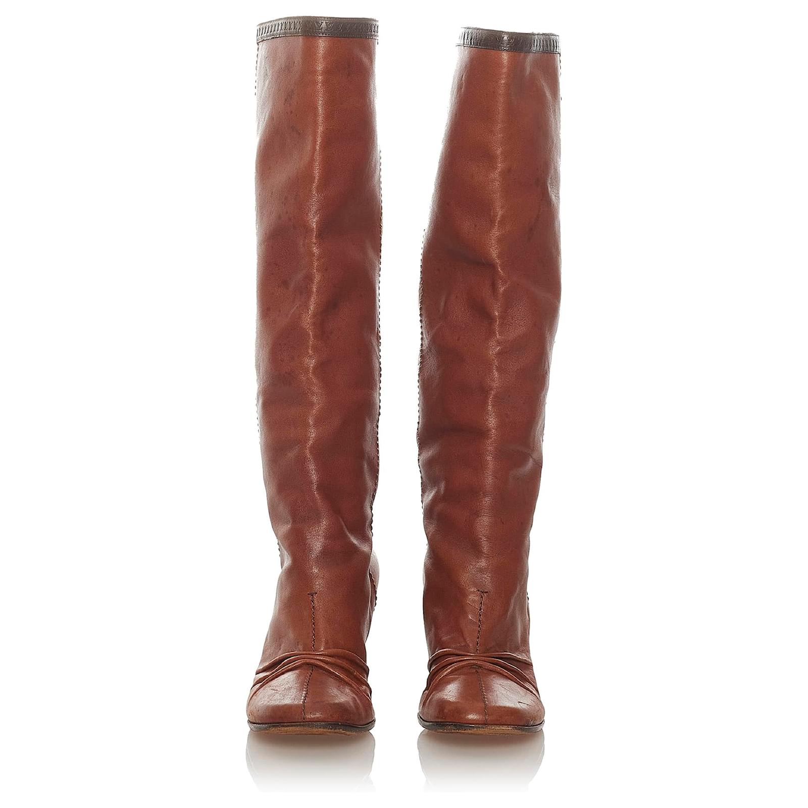 Botas de tacón de cuero marrón de Louis Vuitton Castaño Becerro ref.448266  - Joli Closet