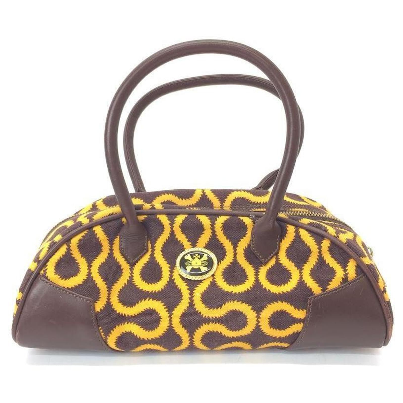 Vivienne Westwood Handbag / Squiggle / Orb Skull / Canvas / Yellow