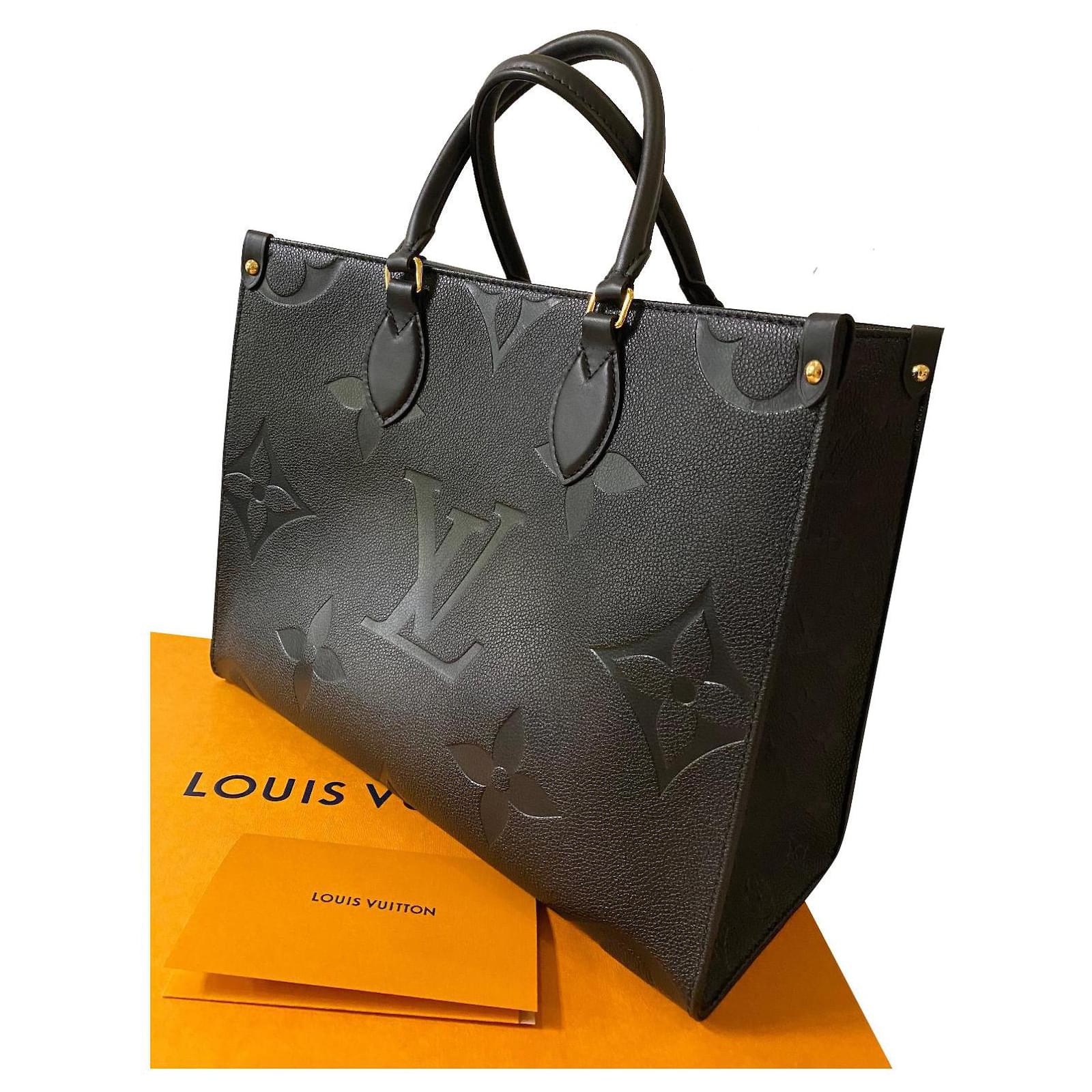 shopping bag louis vuitton onthego modello grande in pelle monogram con  stampa nera