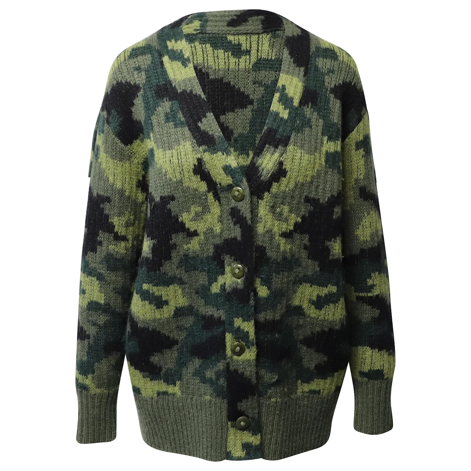 Proenza Schouler PSWL Camouflage Cardigan in Green Wool