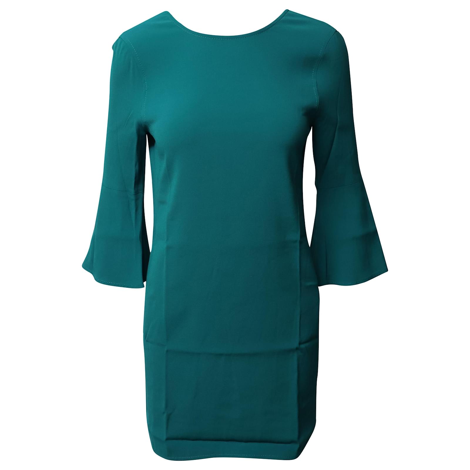 Vestidos | Vestido corto estampado de amplio cuello Verde | Sandro Mujer —  Alexisd Cook