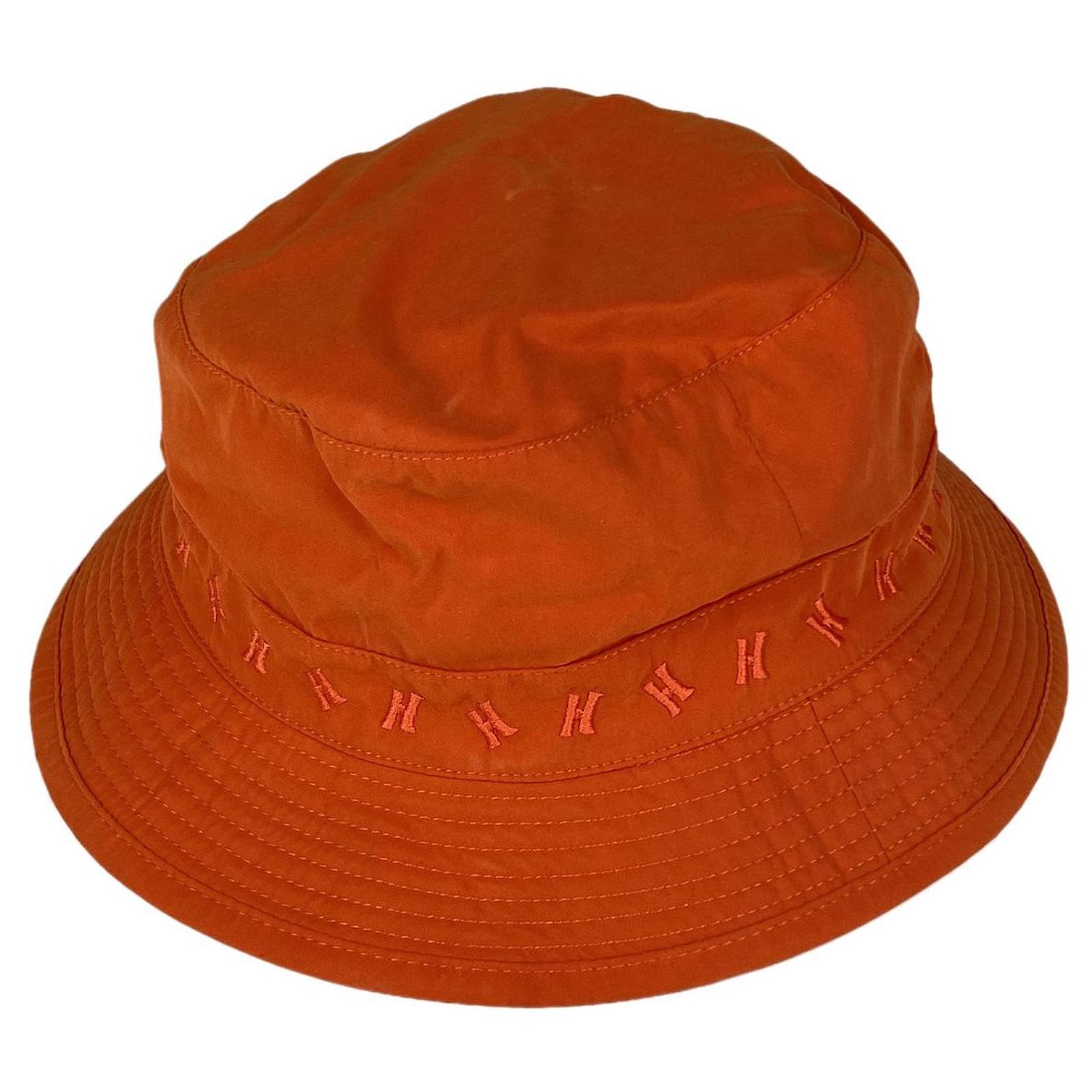 Hermès [Used] Hermes bucket hat H logo hat polyester orange ladies ref ...