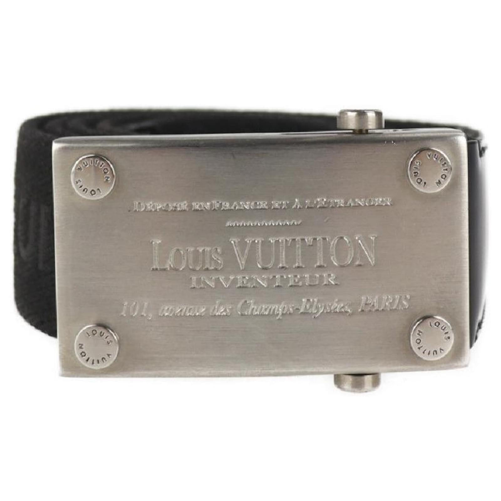[Used] LOUIS VUITTON Louis Vuitton Saint-Tur Bengal Belt M9801 Canvas Black  Silver Metal Fittings Notation Size 85/34