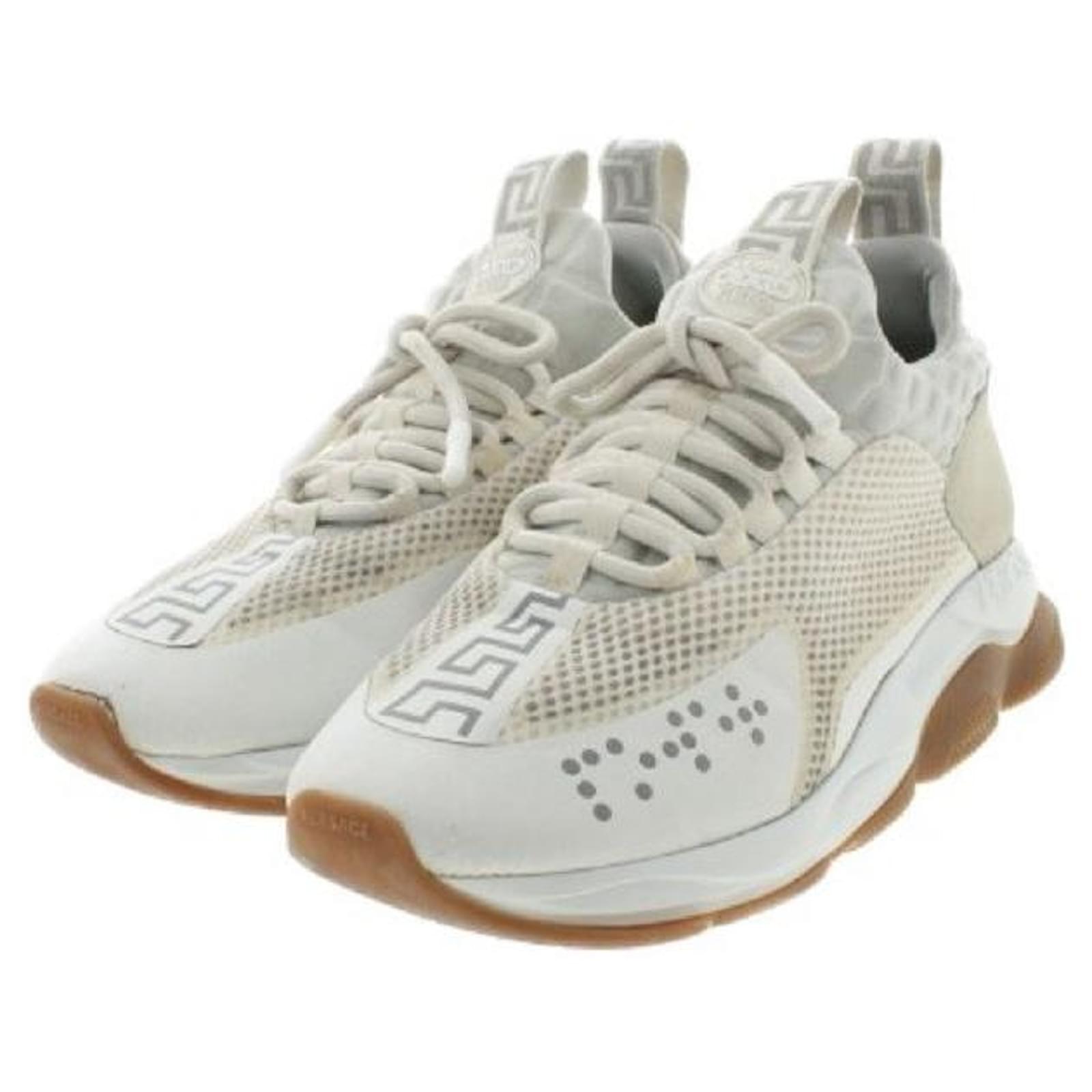 Used] VERSACE Versace sneakers Men White Grey Rubber  - Joli  Closet