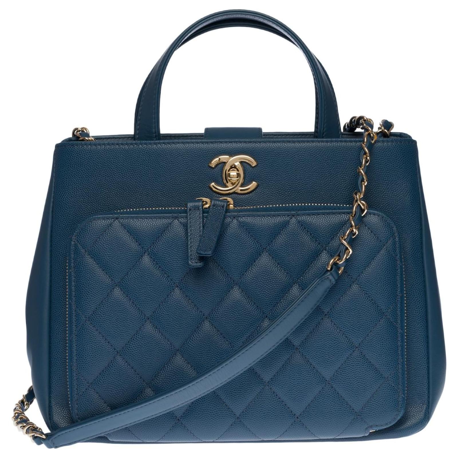 Chanel Light Blue Caviar Leather Small Business Affinity Flap Shoulder Bag