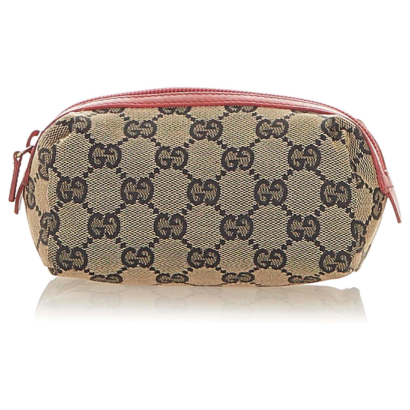 Cartera Gucci de lona marrón con GG Castaño Beige Gris Cuero Lienzo Becerro  Paño ref.450726 - Joli Closet