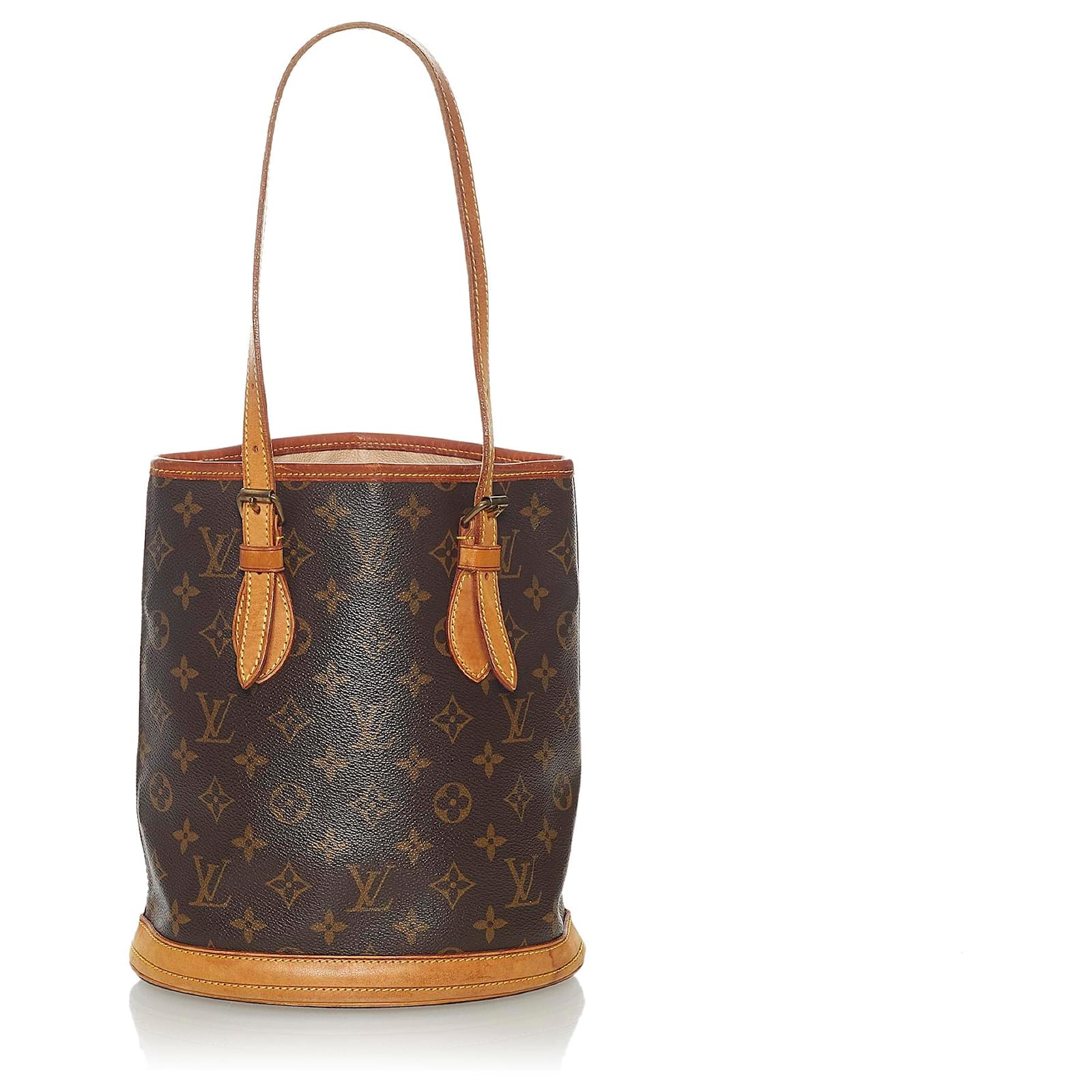 Louis Vuitton Brown Monogram Petit Bucket Leather Cloth ref.597376 - Joli  Closet