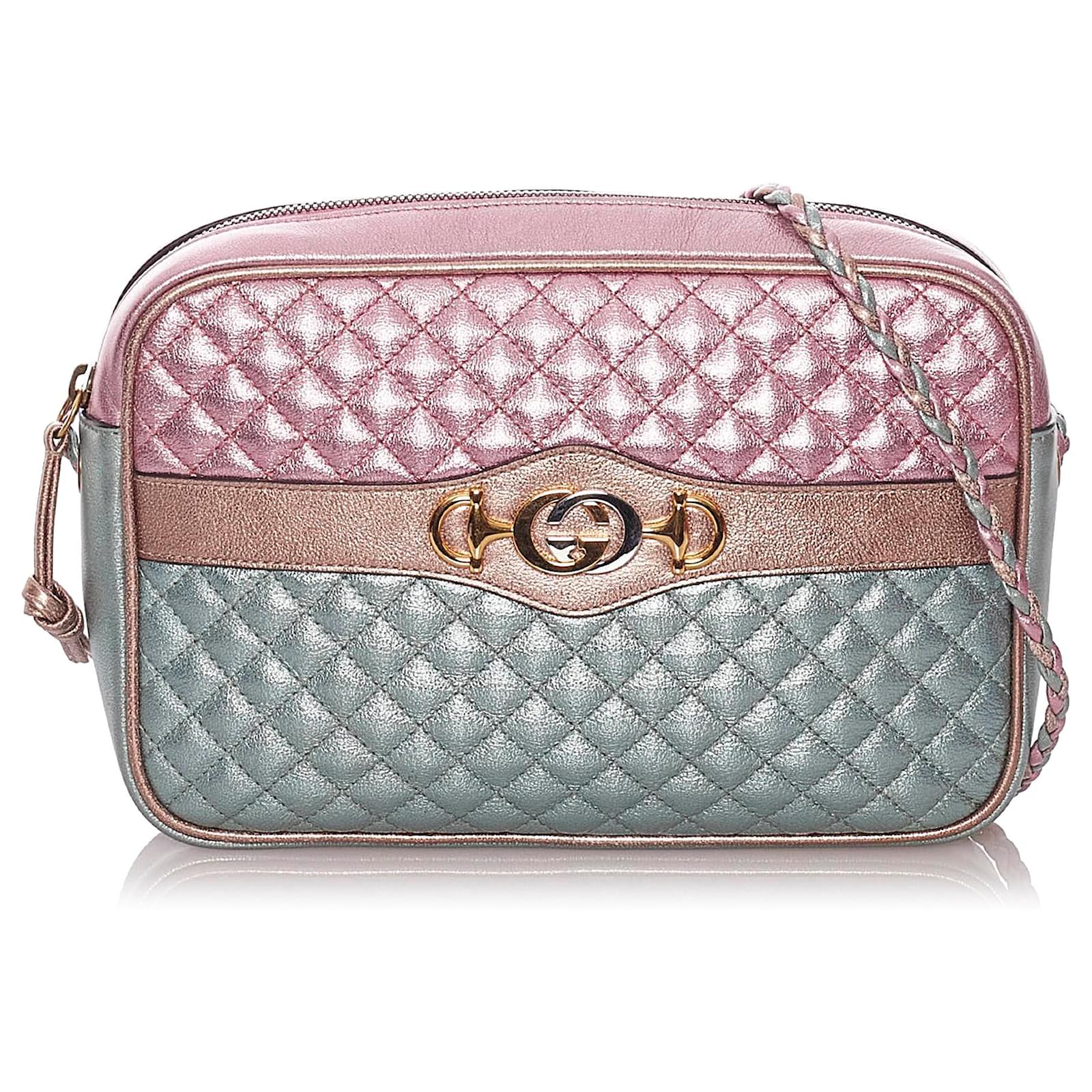 Authentic Gucci Quilted Metallic Leather Trapuntata Mini Crossbody Bag