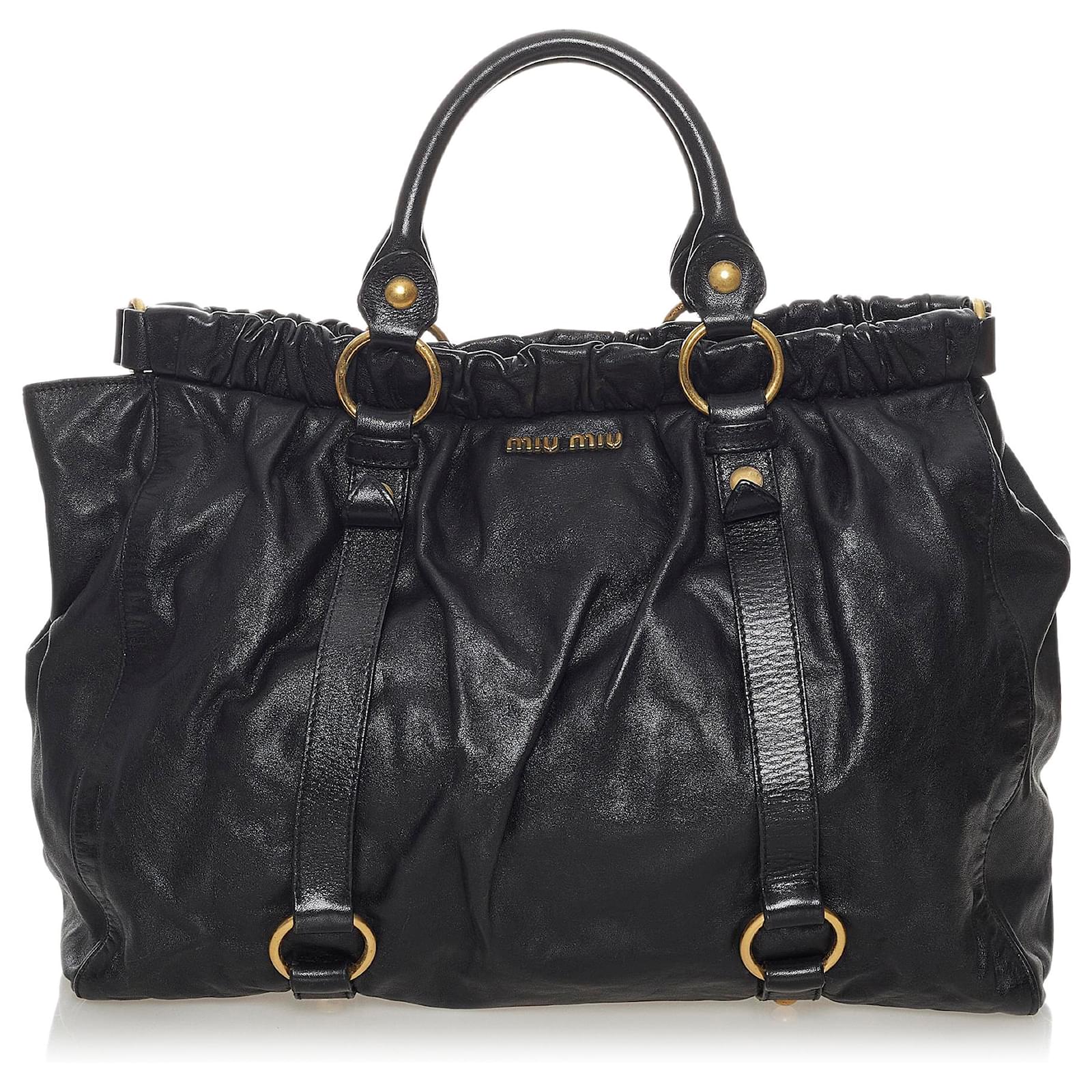 Miu Miu Black Vitello Lux Tote Bag Leather Pony-style