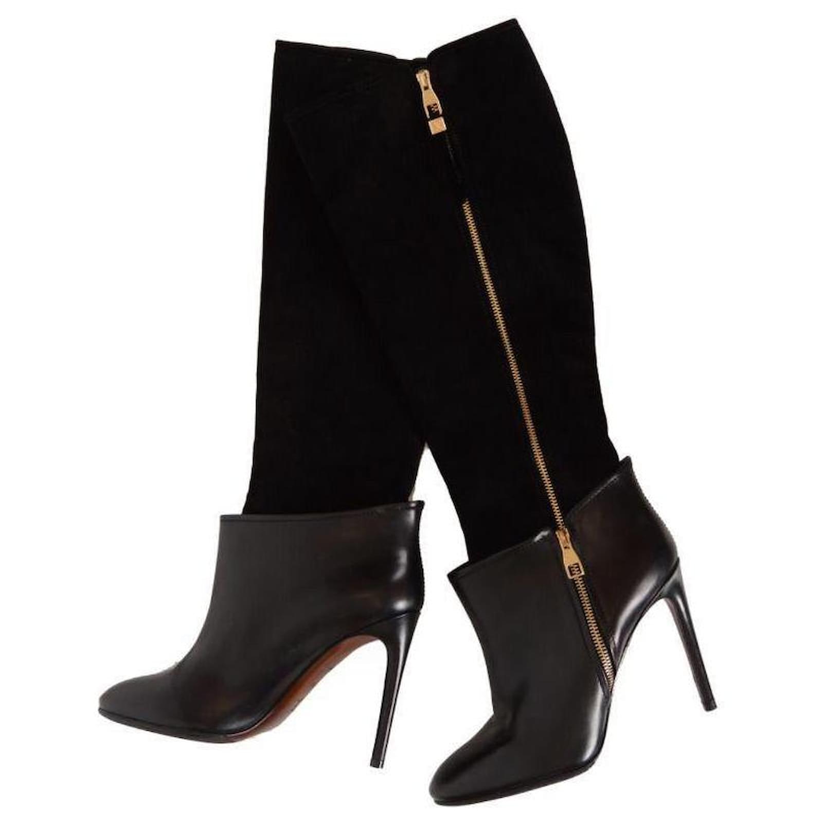 Bottes Tactiques En Cuir Noir à Fermeture Latérale - Style Militaire, Sécurité, Randonnée