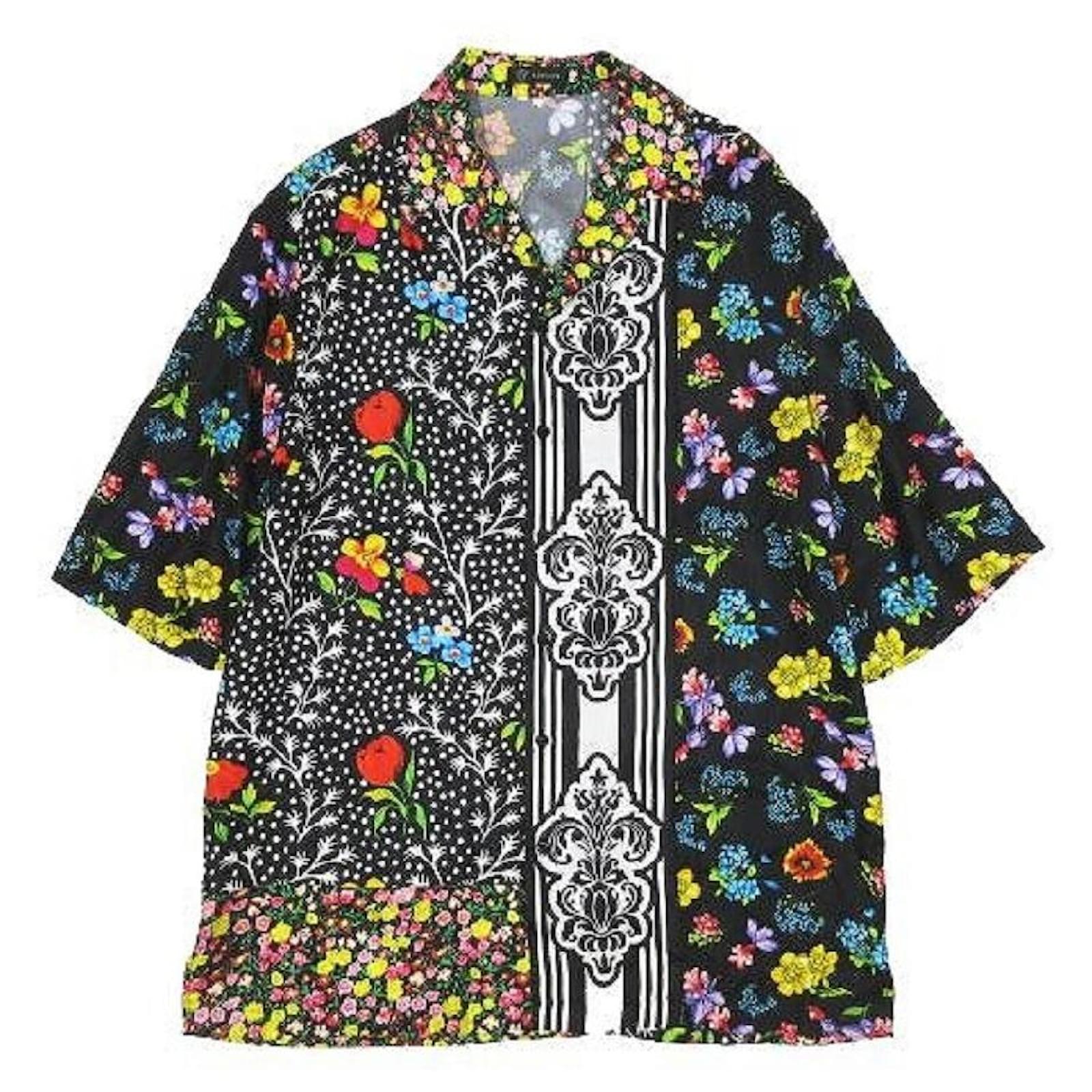 Used] Versace Versace VERSACE Floral Shirt Flower Pattern Silk