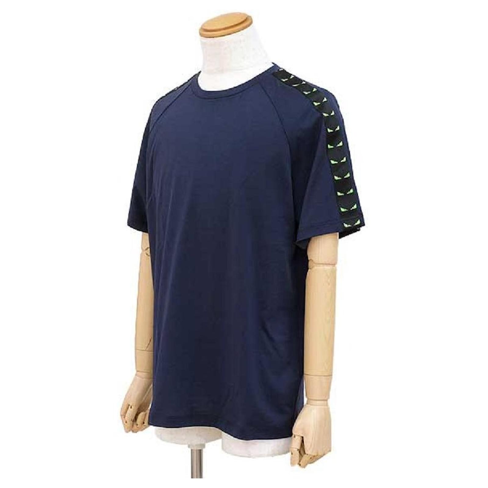 Used] Unused FENDI Men's Short Sleeve T-shirt Monster Cotton FAF547 a8JO W Navy x Yellow Green Clothing Navy blue ref.454524 - Joli Closet