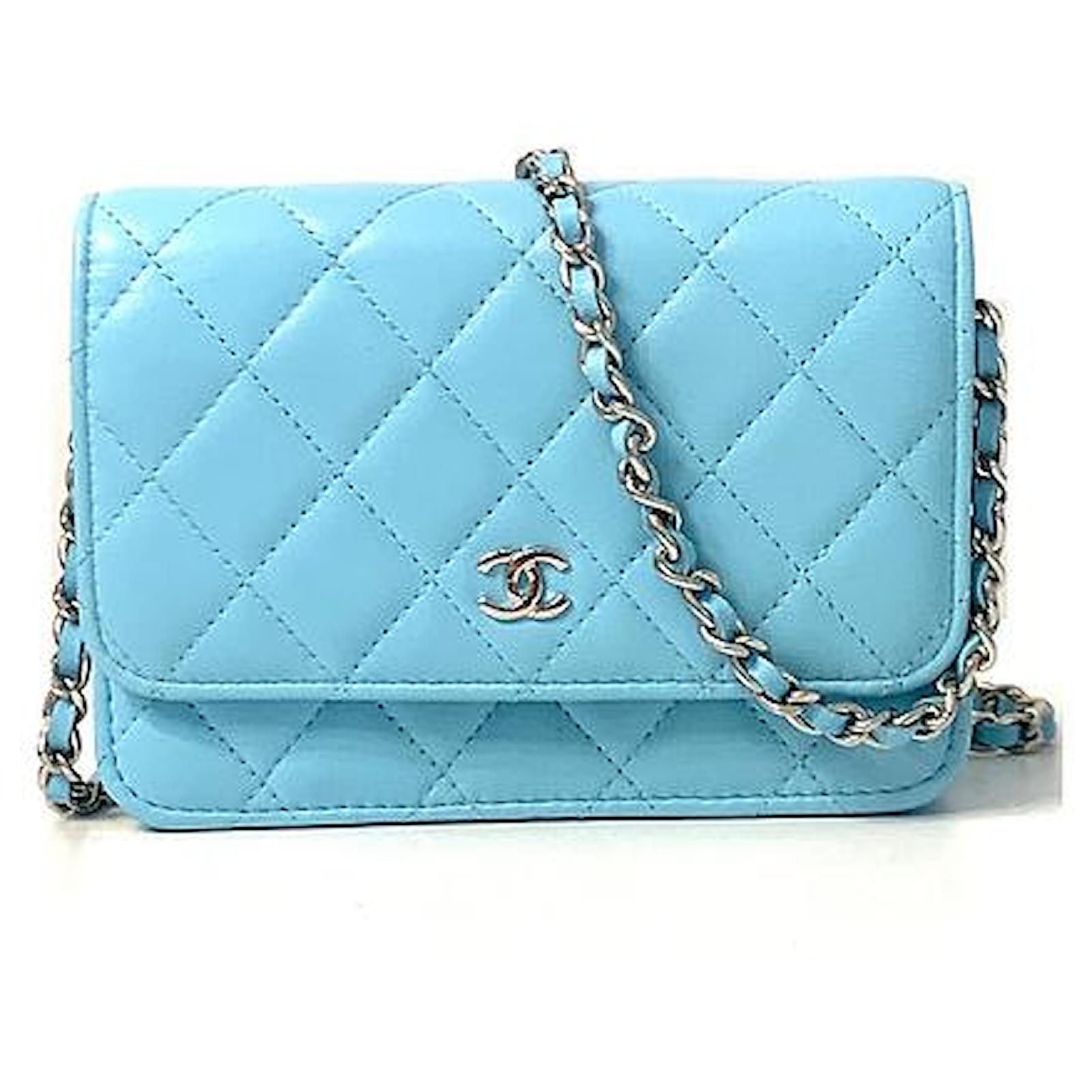 Chanel Wallet on Chain CC Quilted Baby Blue Lambskin Leather ref