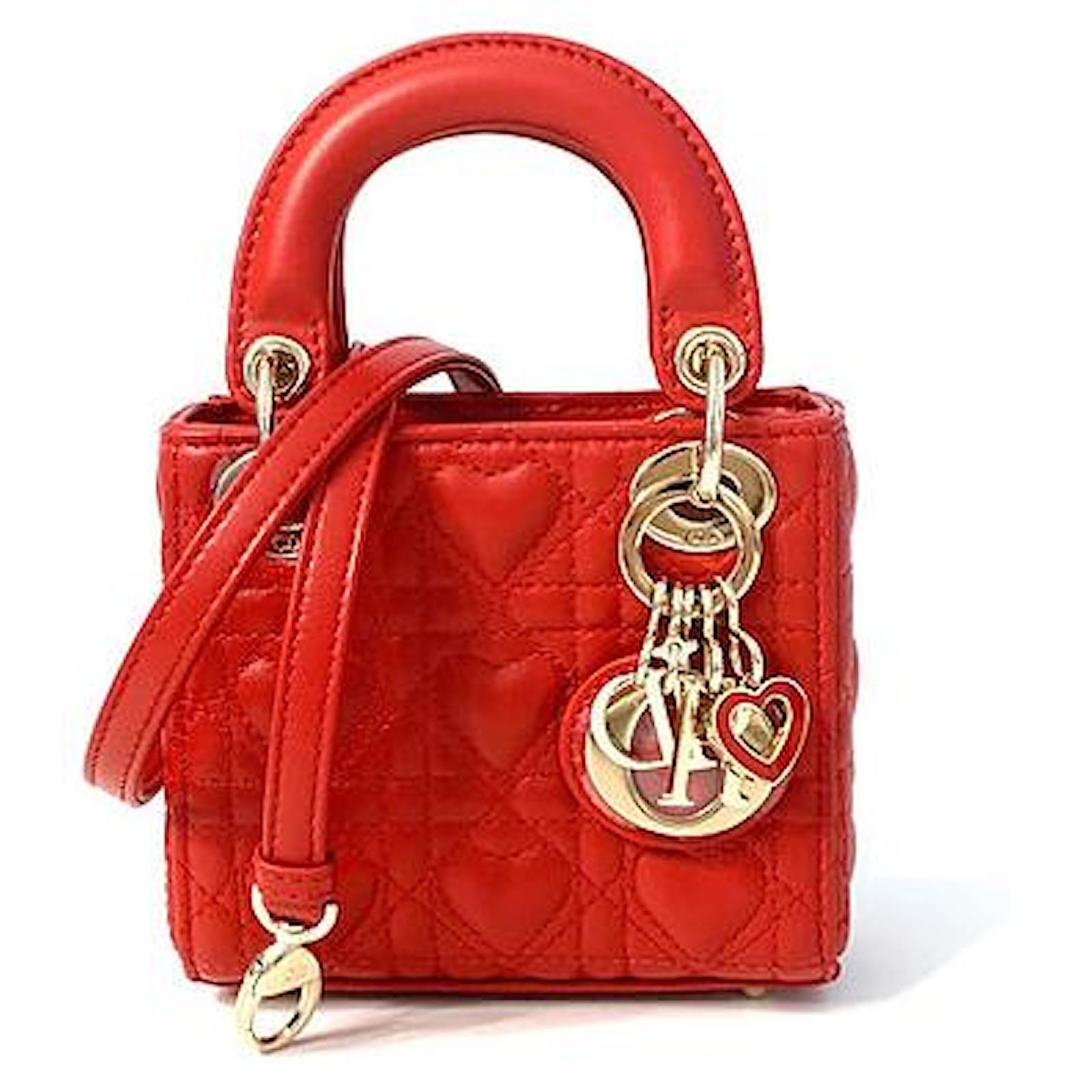 Lady Dior Micro Bag Pink Cannage Lambskin with Heart Motif