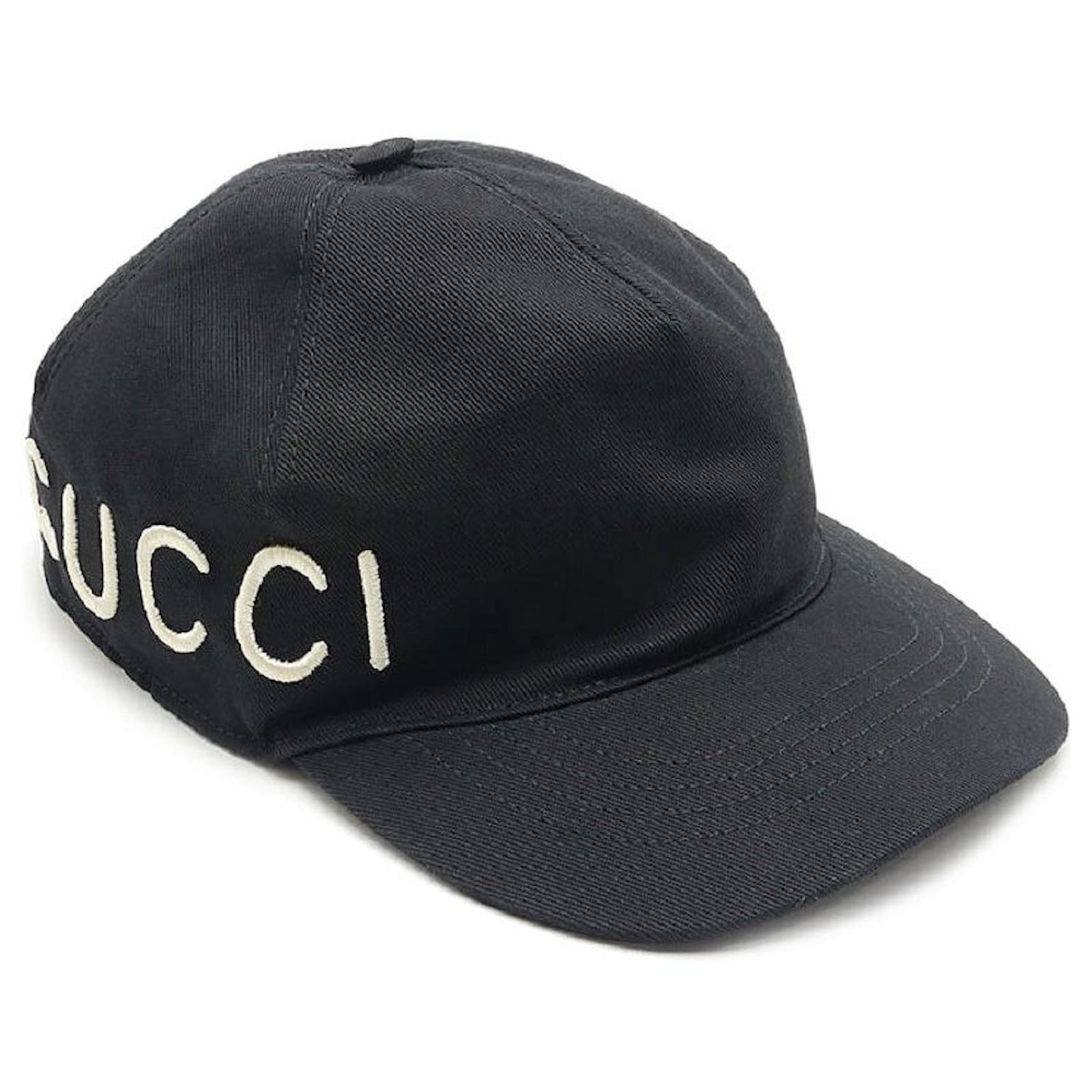 Used] Gucci GUCCI LOVED baseball cap black hat with box Cotton ref.454953 - Joli