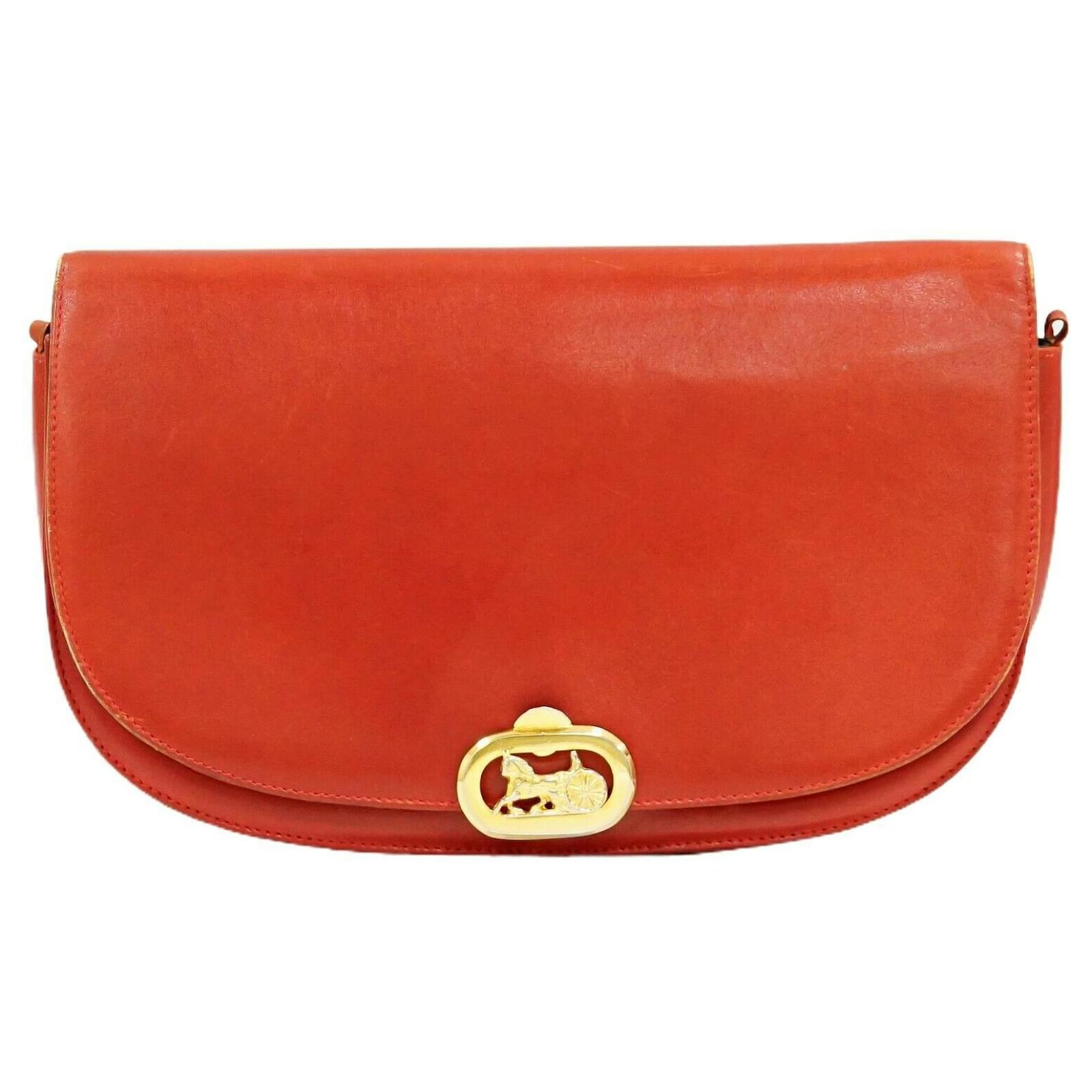 Celine Strap Clutch Leather Red 455602