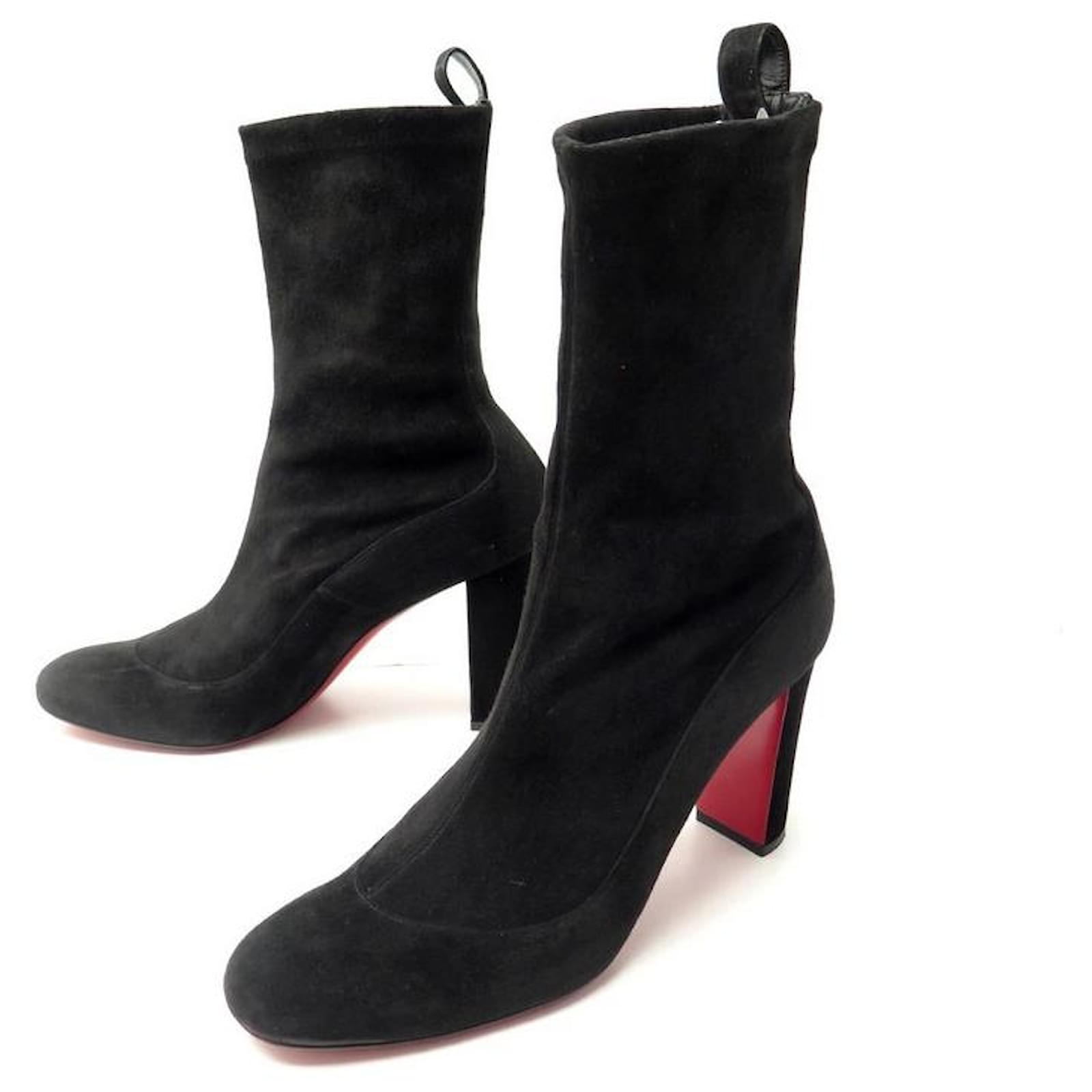 BOTINES GENA DE CHRISTIAN LOUBOUTIN 40 BOTAS BAJAS DE ANTE NEGRO Suecia  ref.455637 - Joli Closet